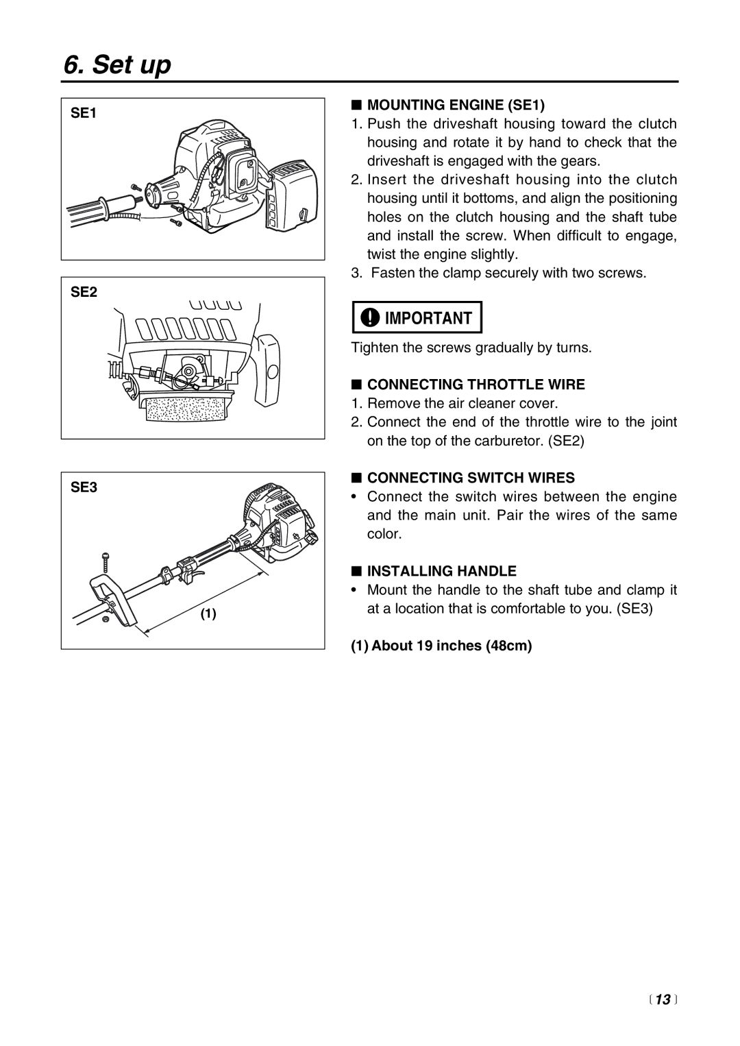 Zenoah SRTZ2500 manual Set up,  13  