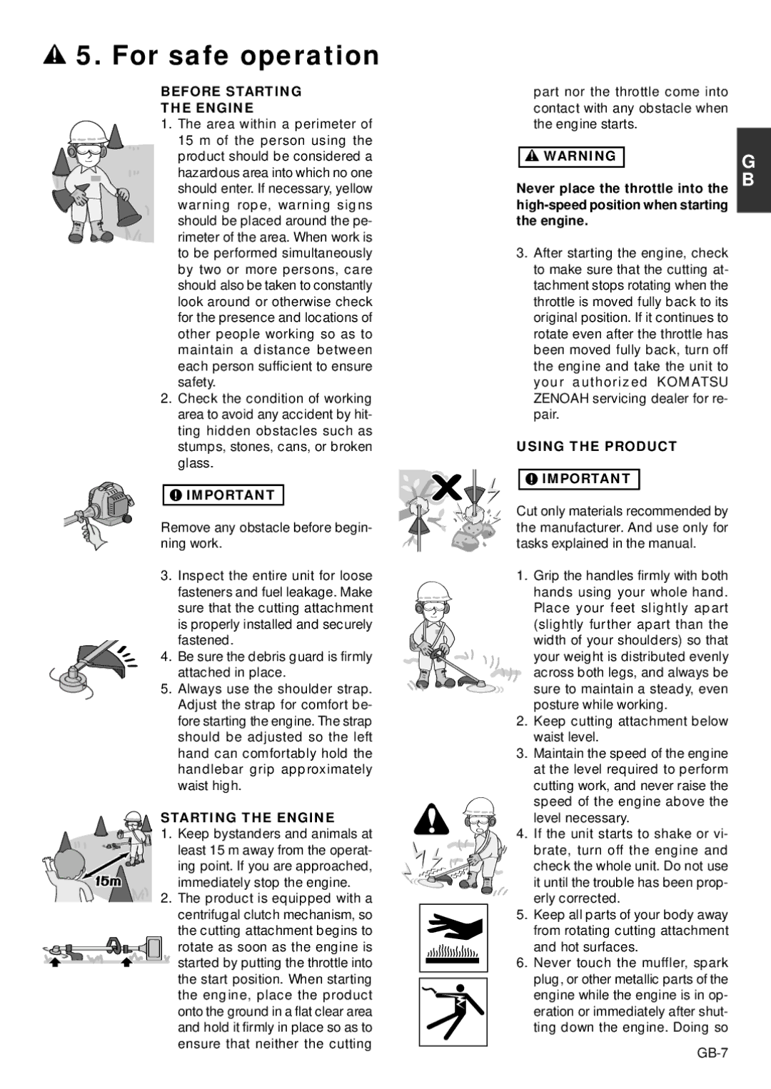 Zenoah BC2002, TR2001 owner manual Before Starting Engine, Starting the Engine, Using the Product 