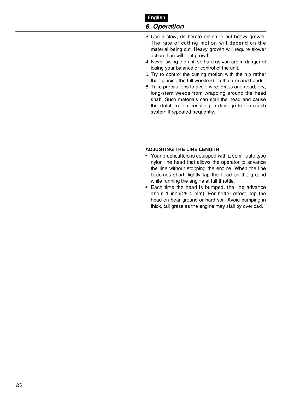 Zenoah TR2300 manual Adjusting the Line Length 