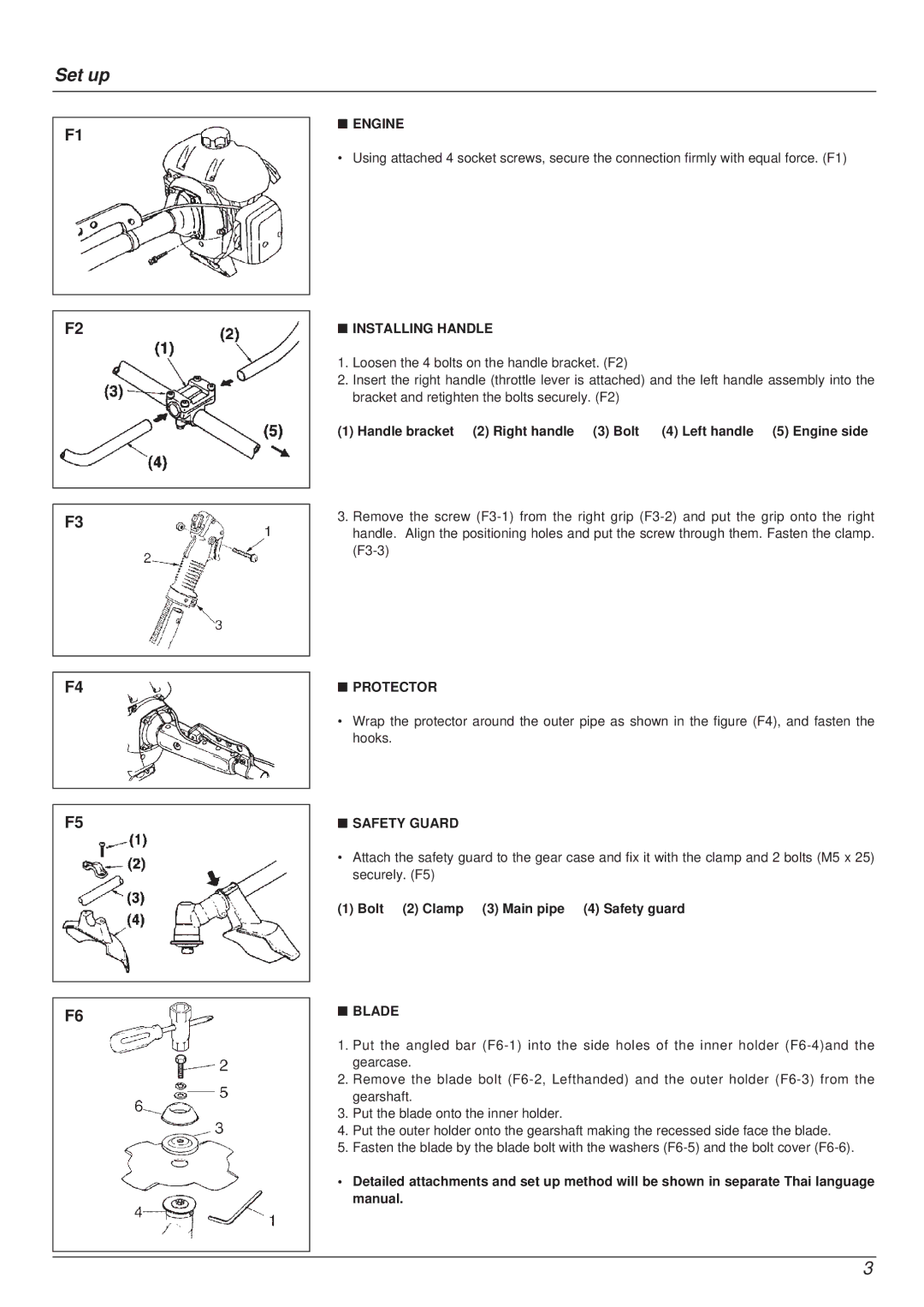 Zenoah YM415FW manual Set up 