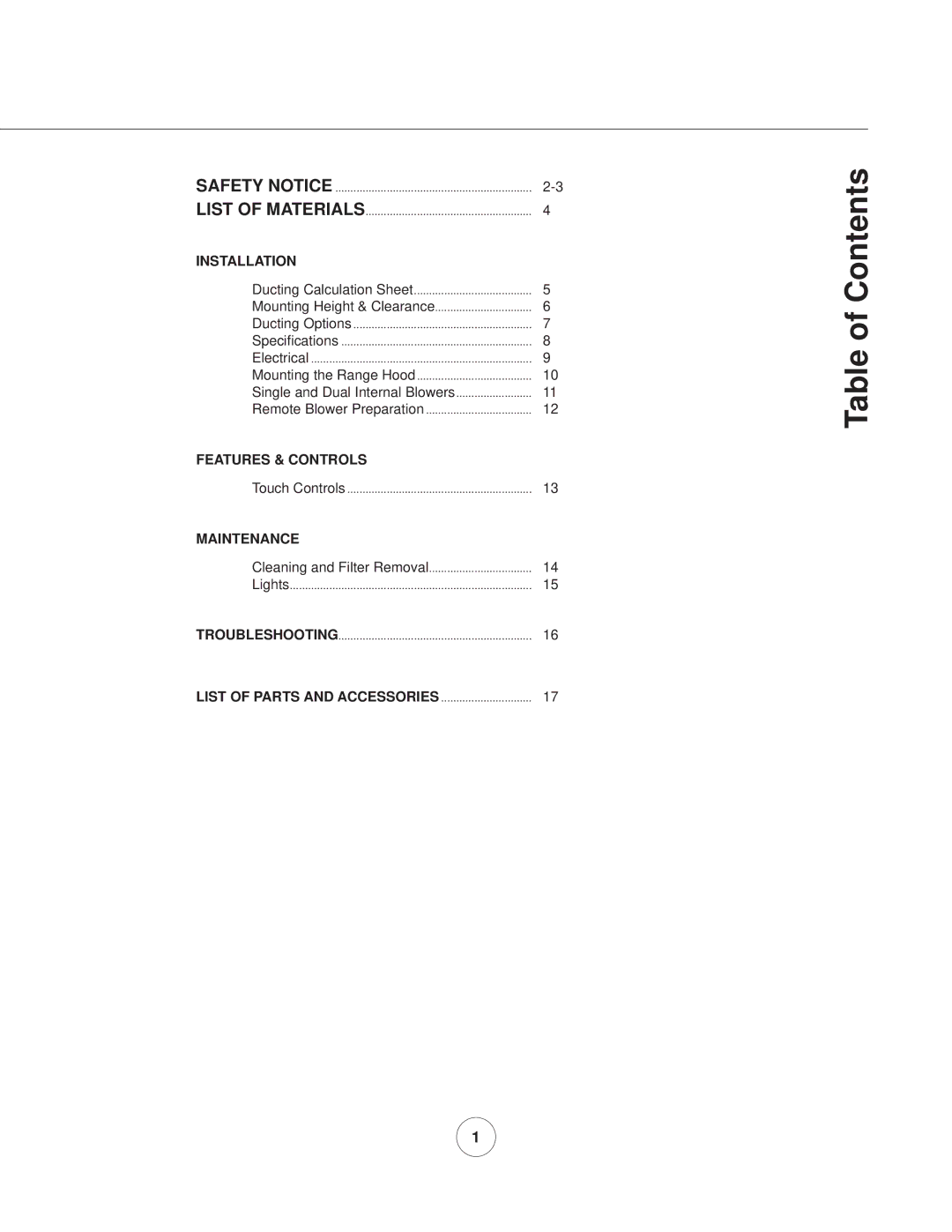 Zephyr AK7842ASX, AK7848ASX, AK7836ASX manual Table of Contents, Installation 