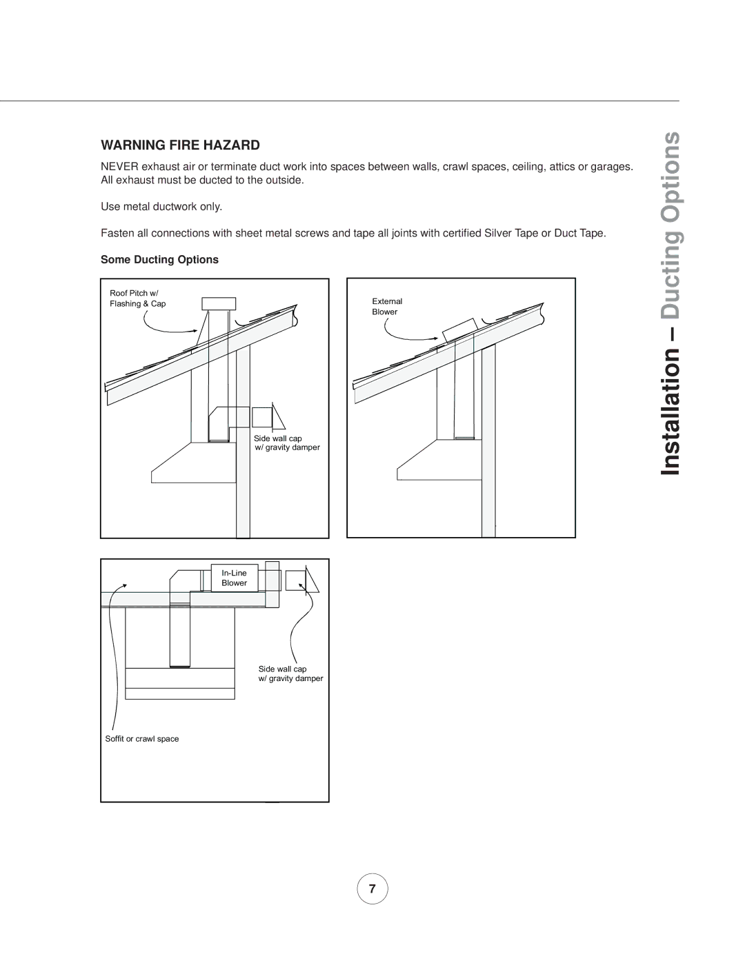 Zephyr AK7842ASX, AK7848ASX, AK7836ASX manual Some Ducting Options 