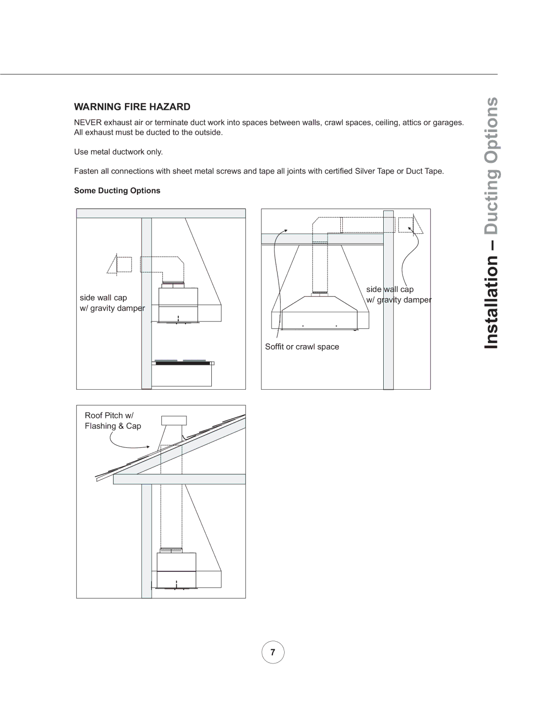 Zephyr AK8100AS manual Installation, Some Ducting Options 