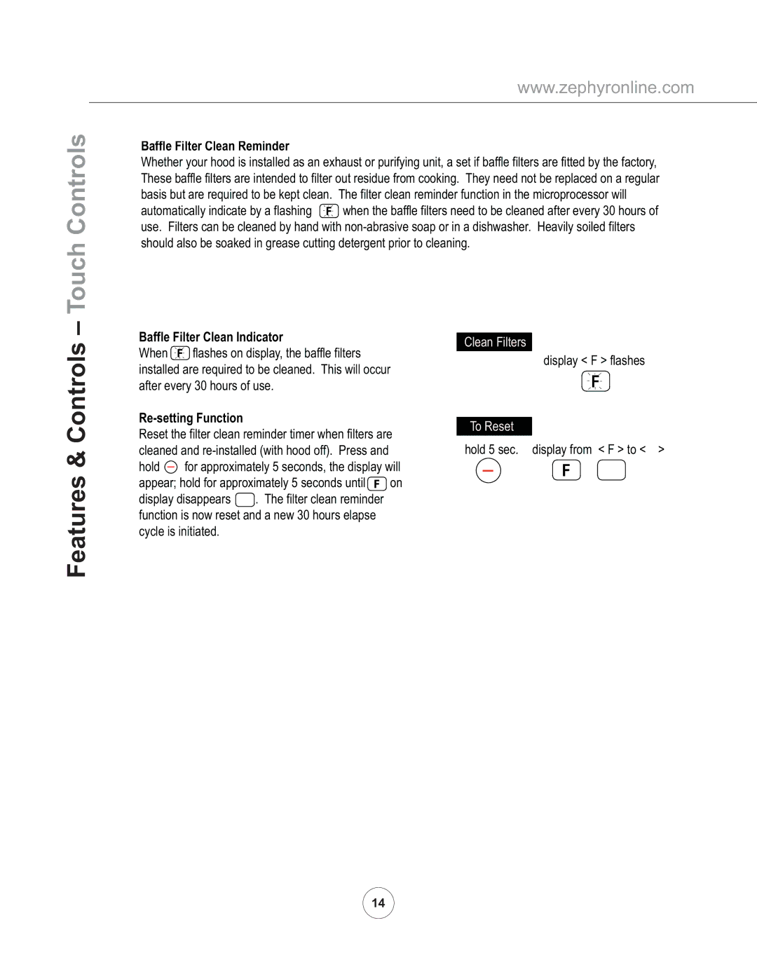 Zephyr AK8200AS, AK8300ASX manual Touch Controls, Features & Controls 