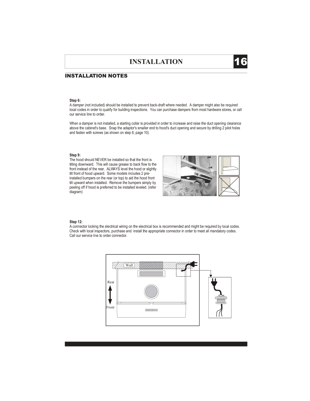 Zephyr AK9800, AK6000, AK2000 manual Installation Notes, Step 