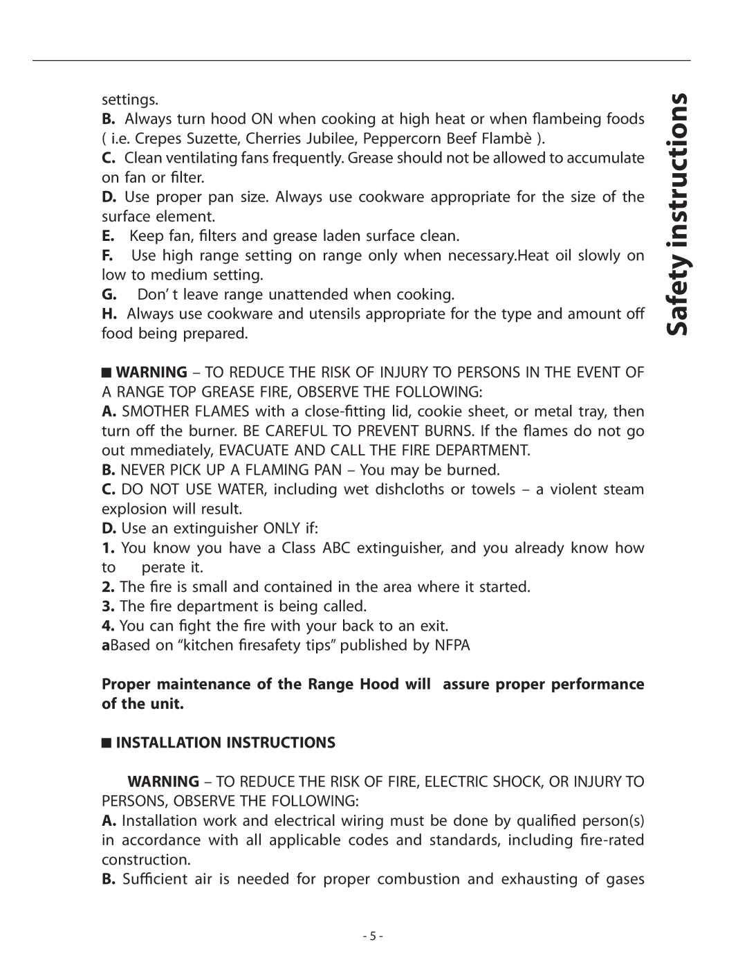 Zephyr ALL-M90ABX, ALL-E42ABX, ALL-M90AW X, ALL-E42AW X installation instructions Installation Instructions 