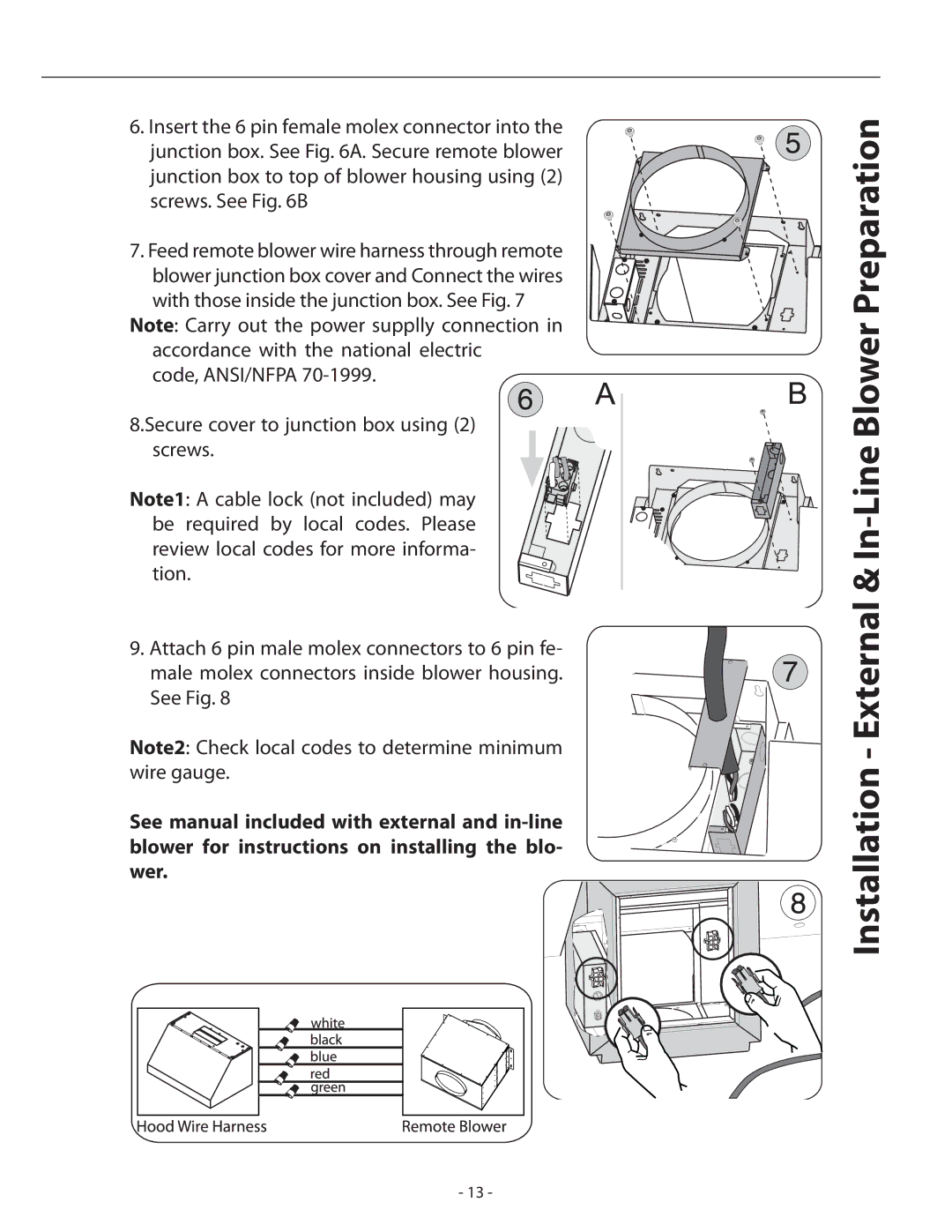 Zephyr APN-M90ABX, APN-M90AWX installation instructions Installation External & In-Line Blower Preparation 