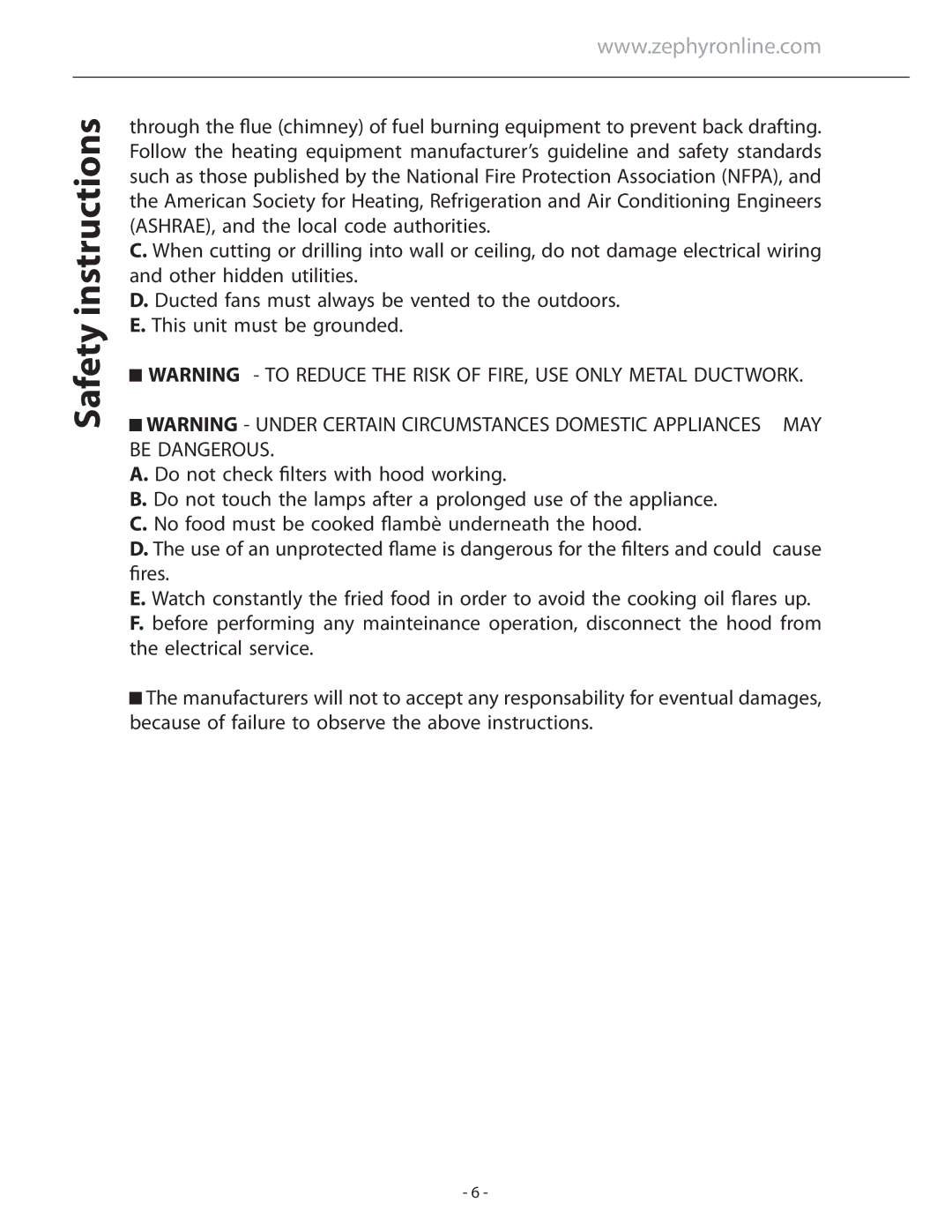 Zephyr APN-M90AWX, APN-M90ABX installation instructions May 