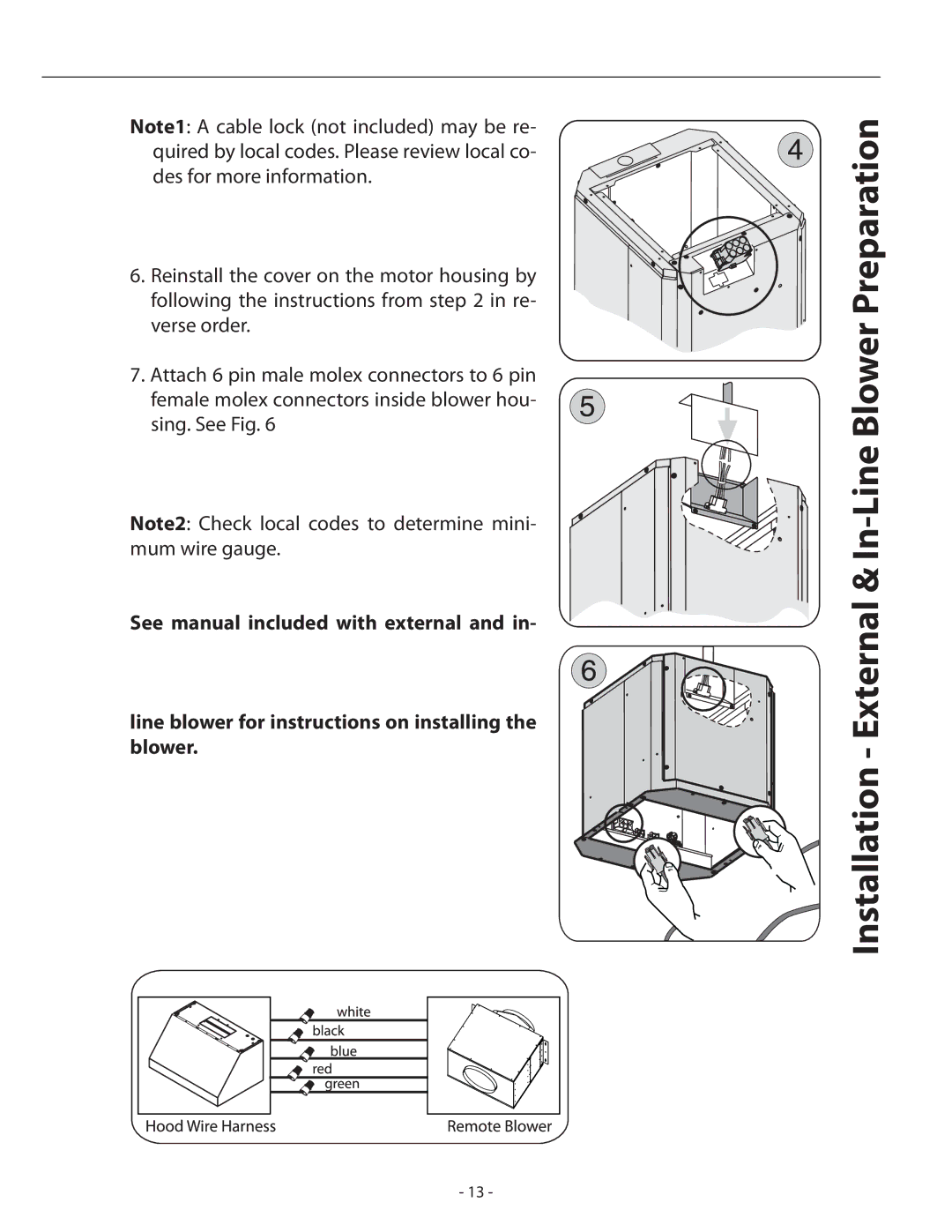 Zephyr ASL-E42ASX, ASL-E48ASX installation instructions Installation External & In-Line Blower Preparation 