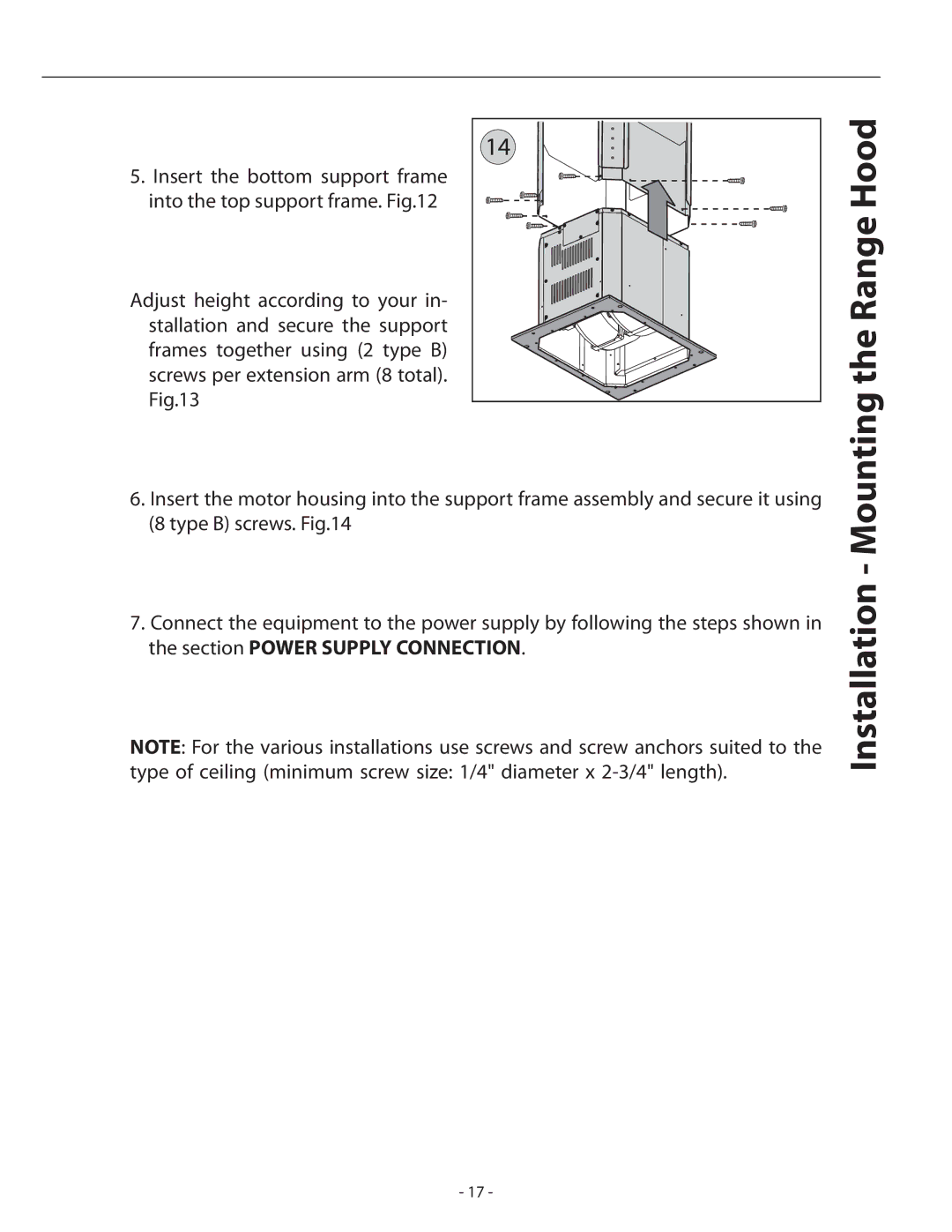 Zephyr ASL-E42ASX, ASL-E48ASX installation instructions Insert the bottom support frame into the top support frame 