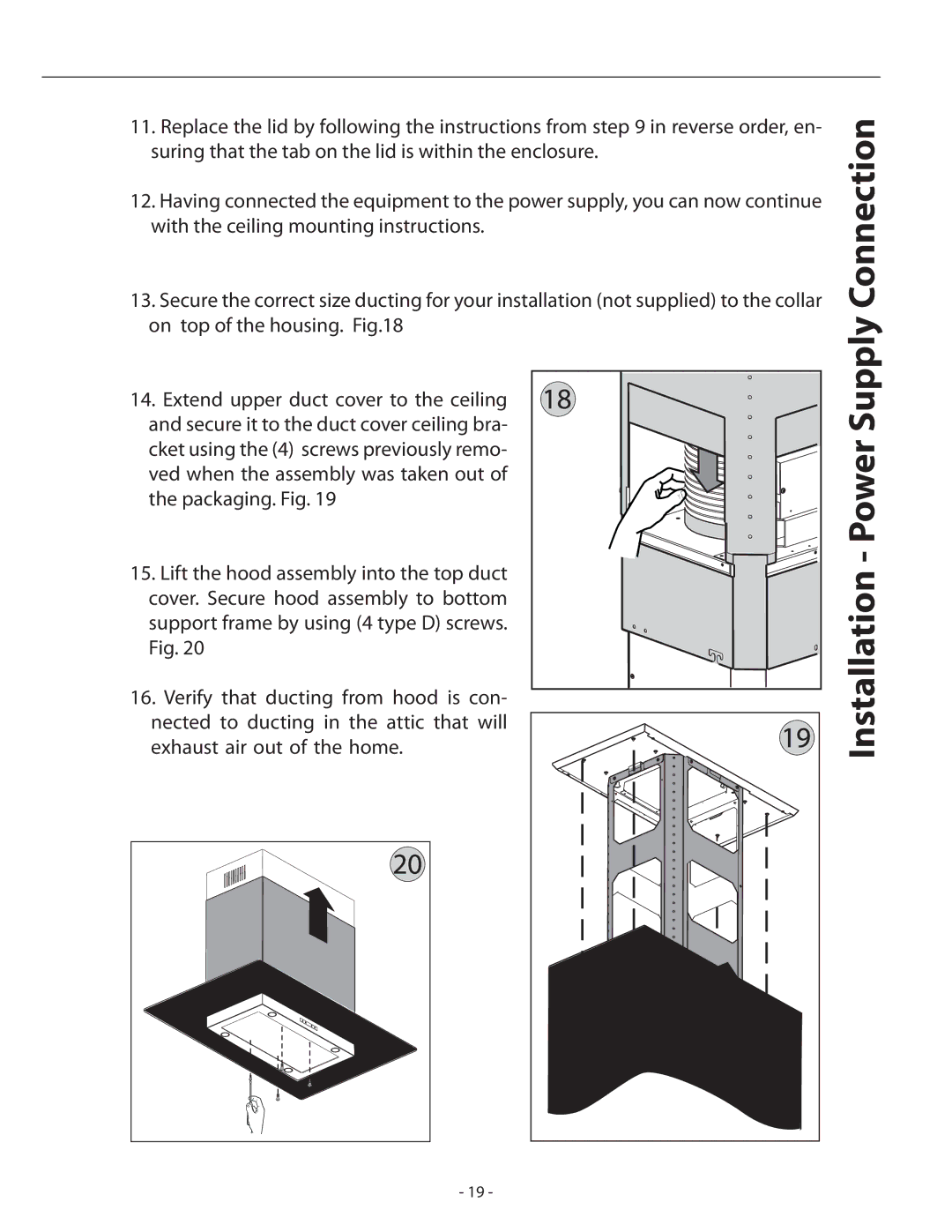 Zephyr ASL-E42ASX, ASL-E48ASX installation instructions Installation Power Supply Connection 