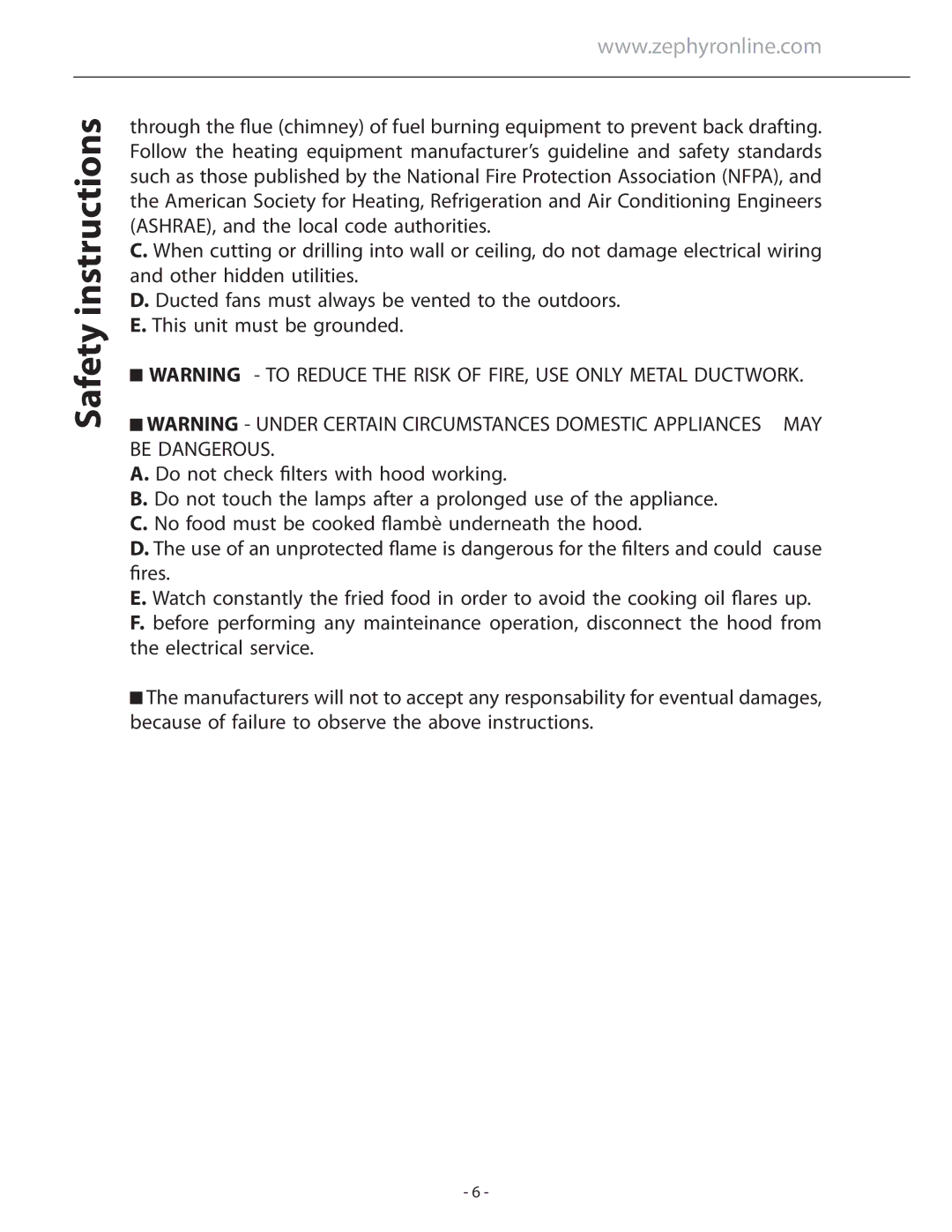 Zephyr ASL-E48ASX, ASL-E42ASX installation instructions May 