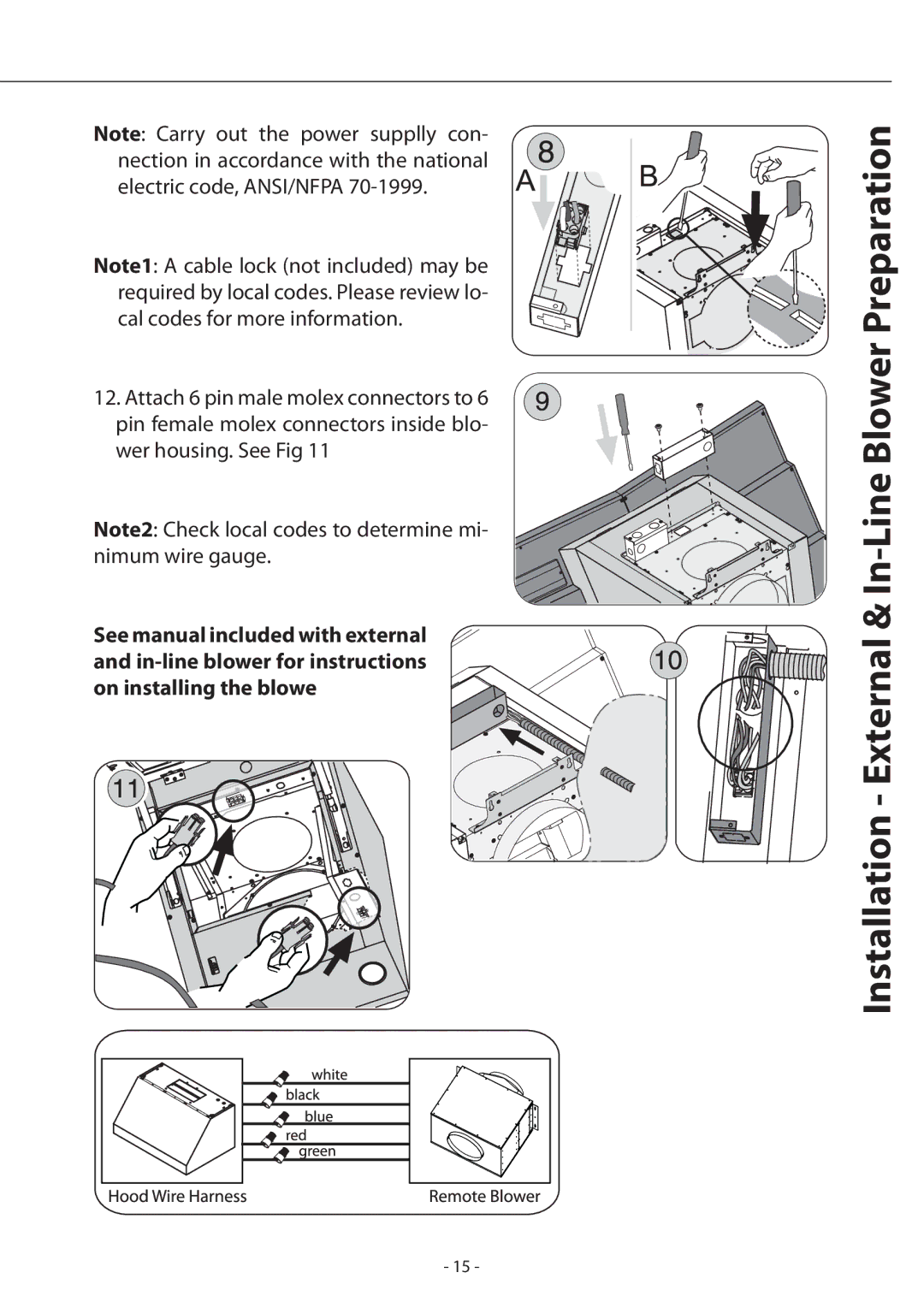 Zephyr ATI-M90ASX, ATI-M90ABX installation instructions Installation External & In-Line Blower Preparation 