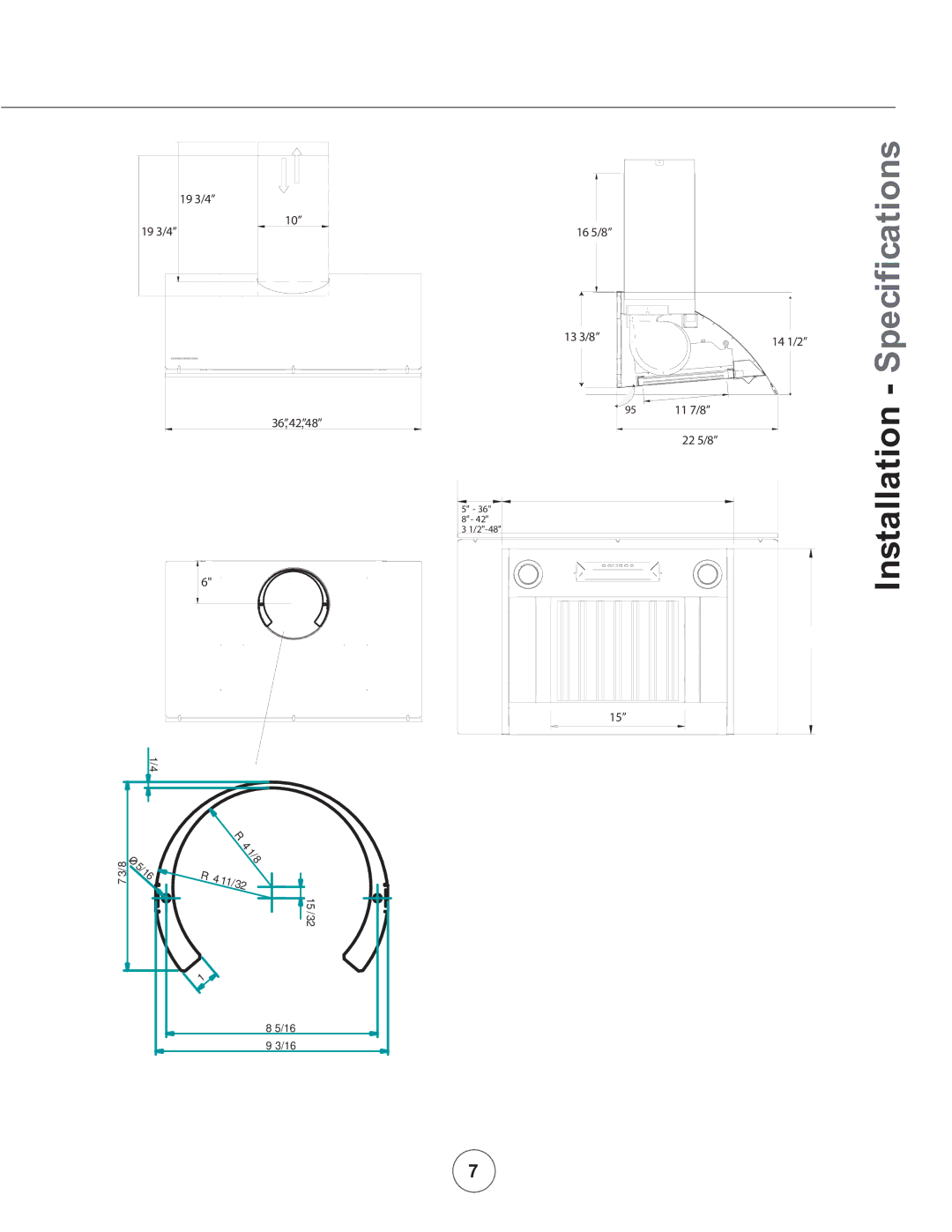 Zephyr COK-E36SX, COK-E42SX, COK-E48SX manual Installation Specifications 