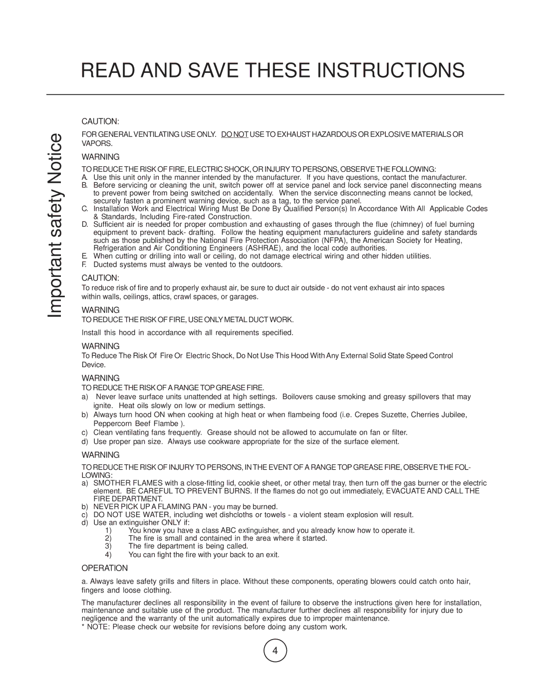 Zephyr EGL-E30AS, EGL-E36AS manual Important safety Notice, Operation 