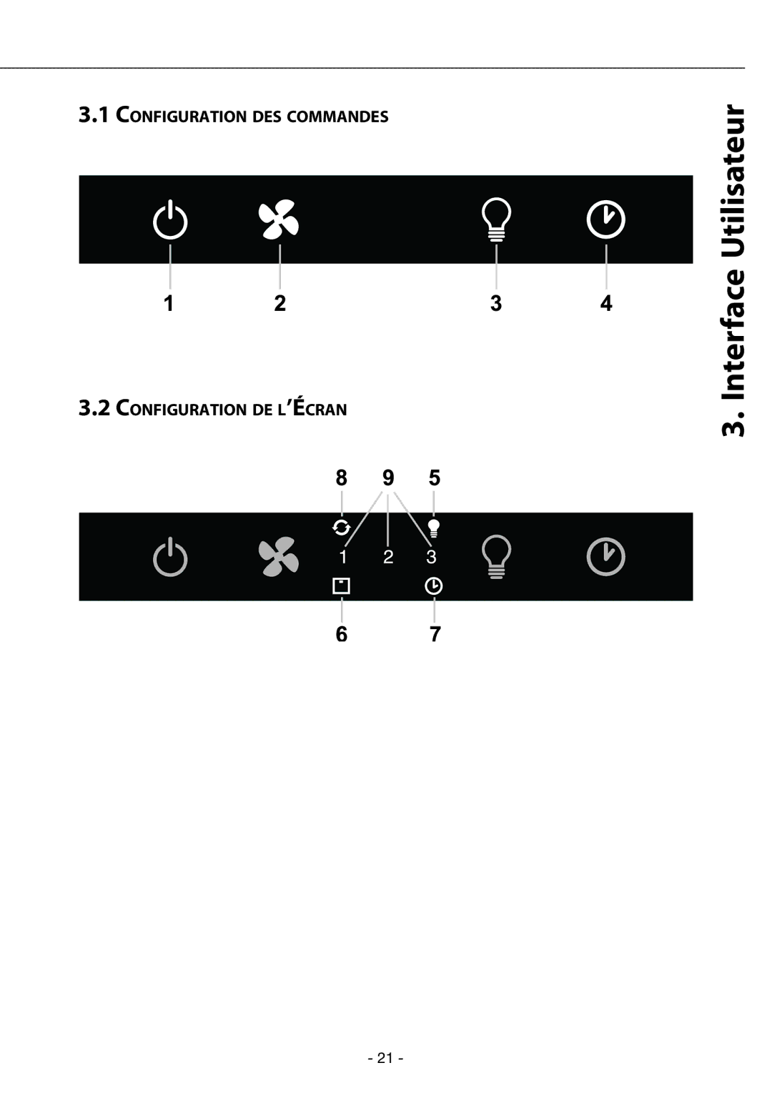 Zephyr GU4/MR11, GU5/MR16 manual Interface Utilisateur, Configuration DES Commandes Configuration DE L’ÉCRAN 