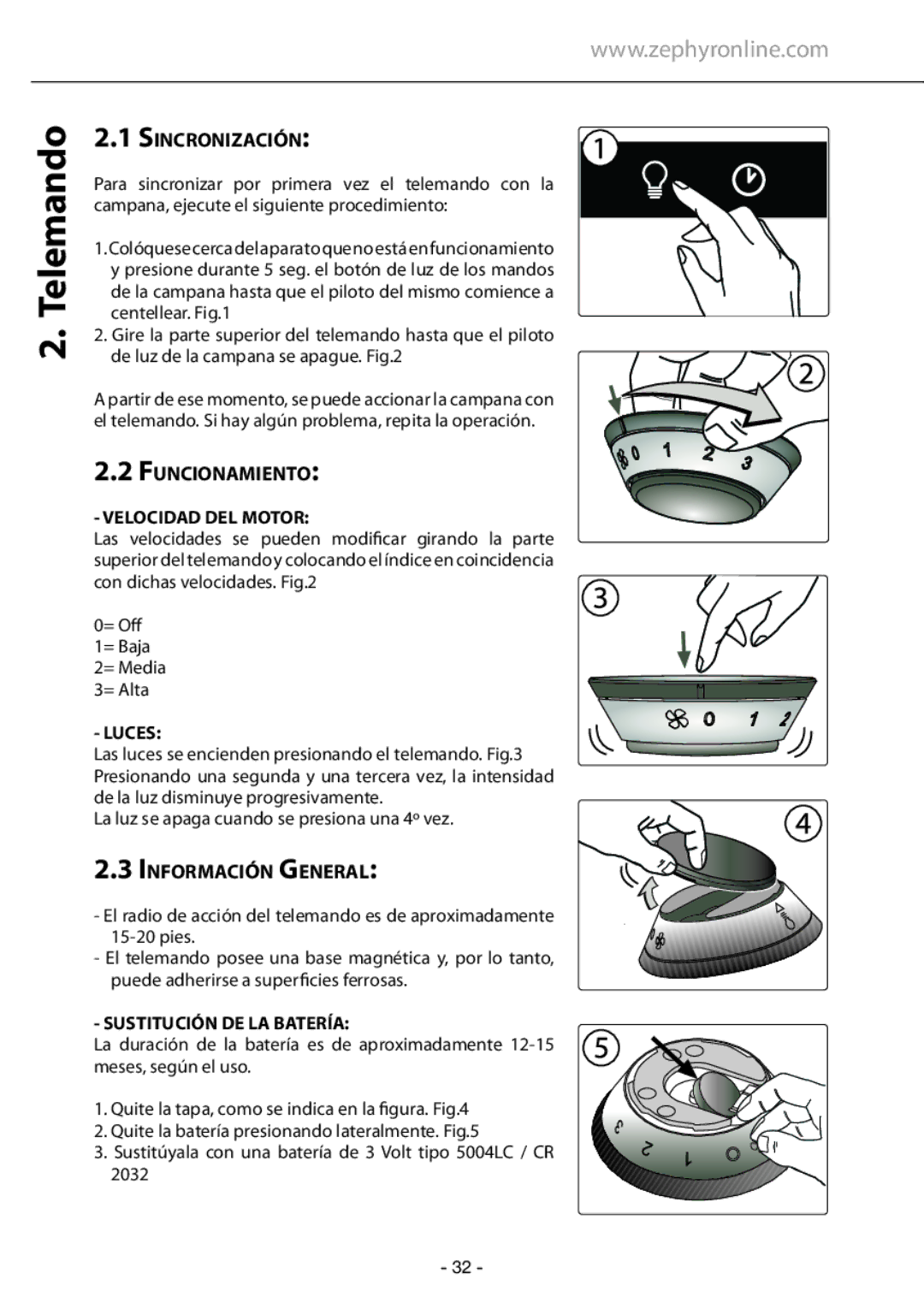 Zephyr GU5/MR16, GU4/MR11 manual Telemando, Sincronización, Funcionamiento, Información General 