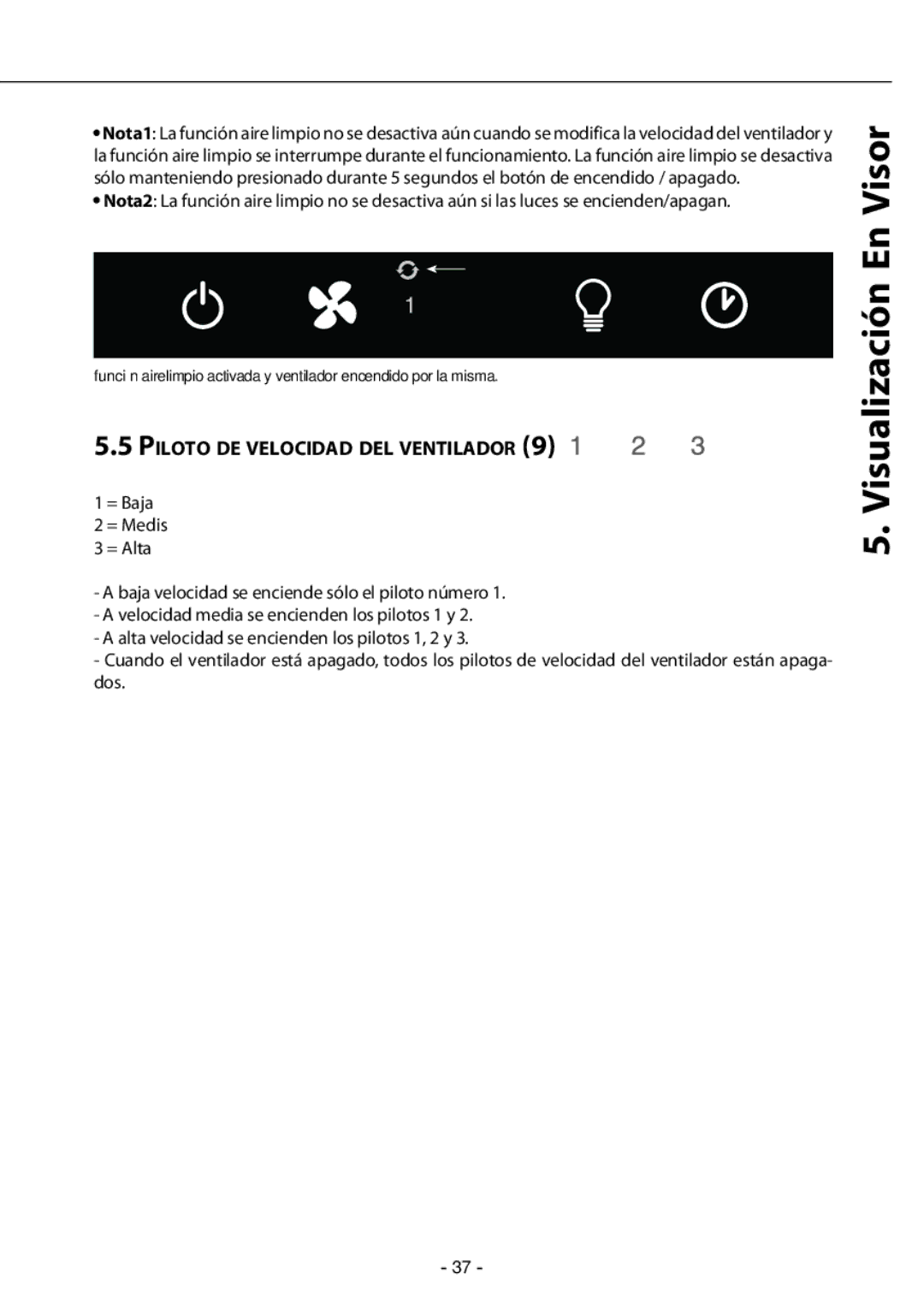 Zephyr GU4/MR11, GU5/MR16 manual Piloto DE Velocidad DEL Ventilador 