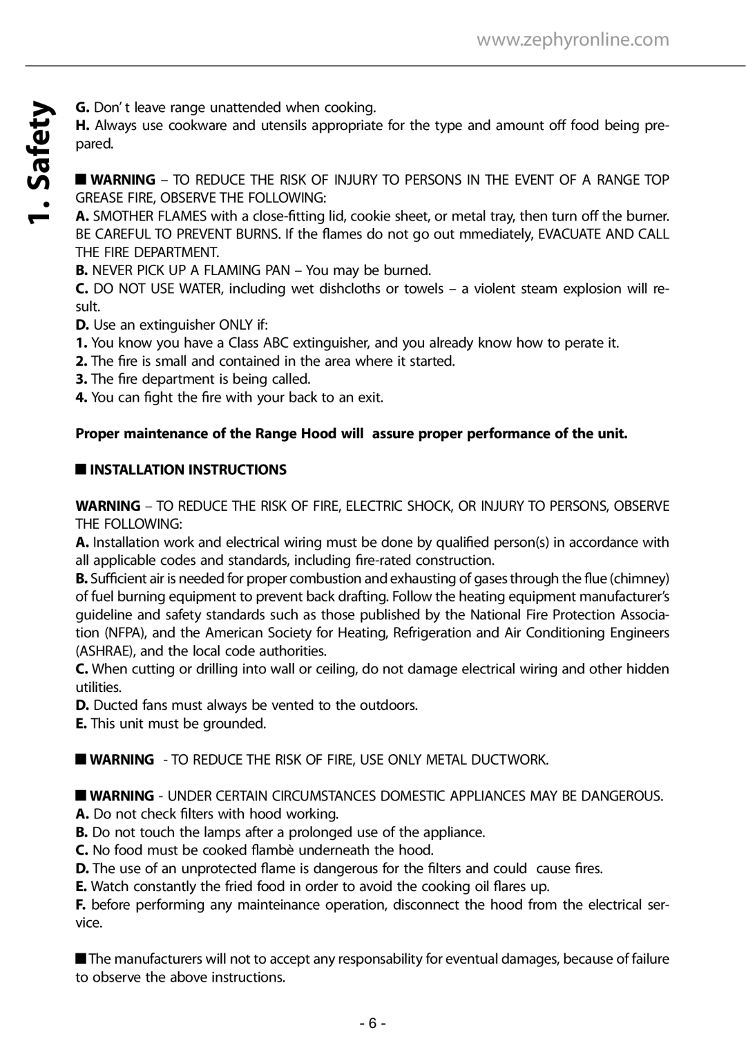 Zephyr GU5/MR16, GU4/MR11 manual Installation Instructions 