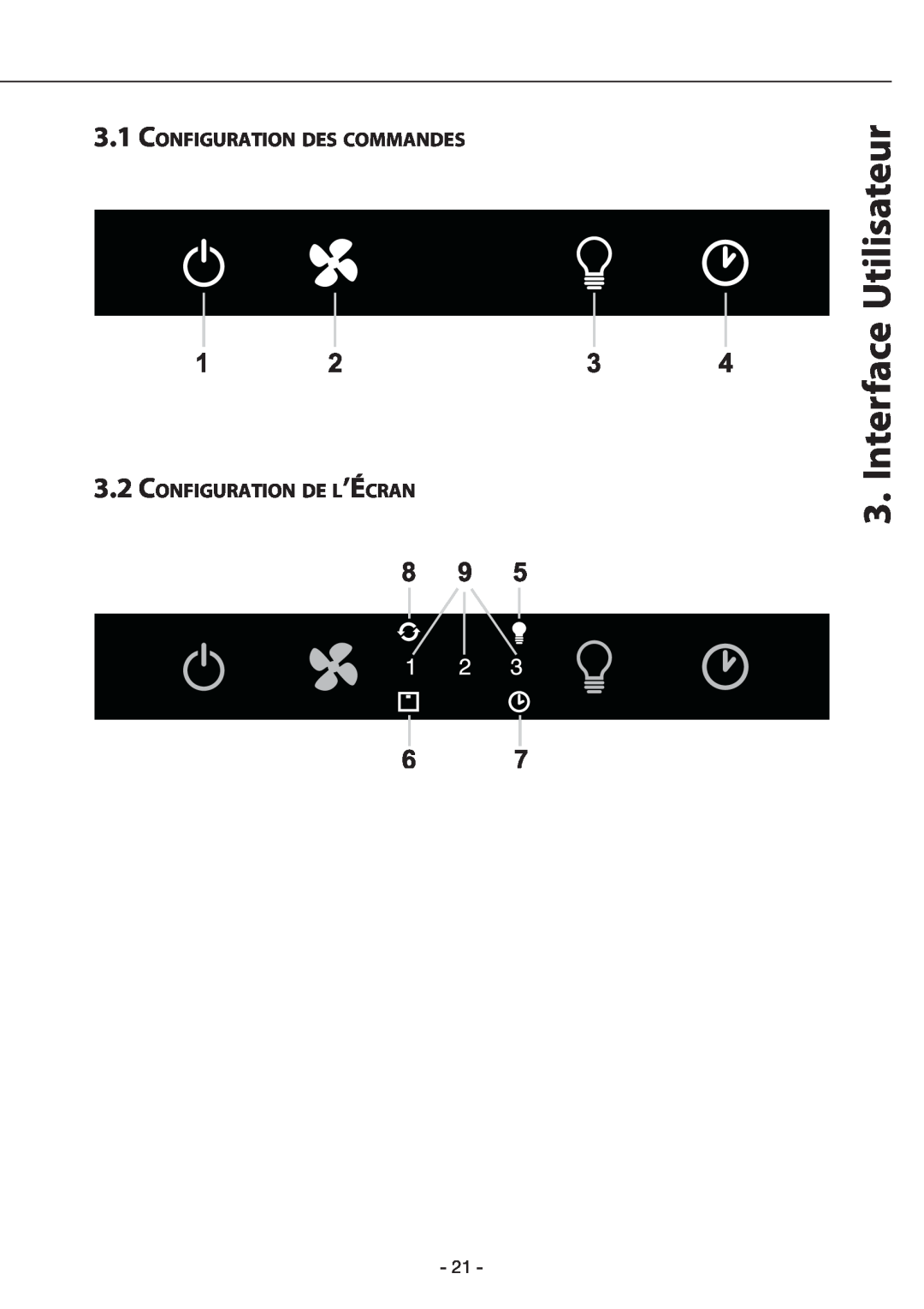 Zephyr GU4/MR11, GU5/MR16 manual Interface Utilisateur, 3.1CONFIGURATION DES COMMANDES, 3.2CONFIGURATION DE L’ÉCRAN 
