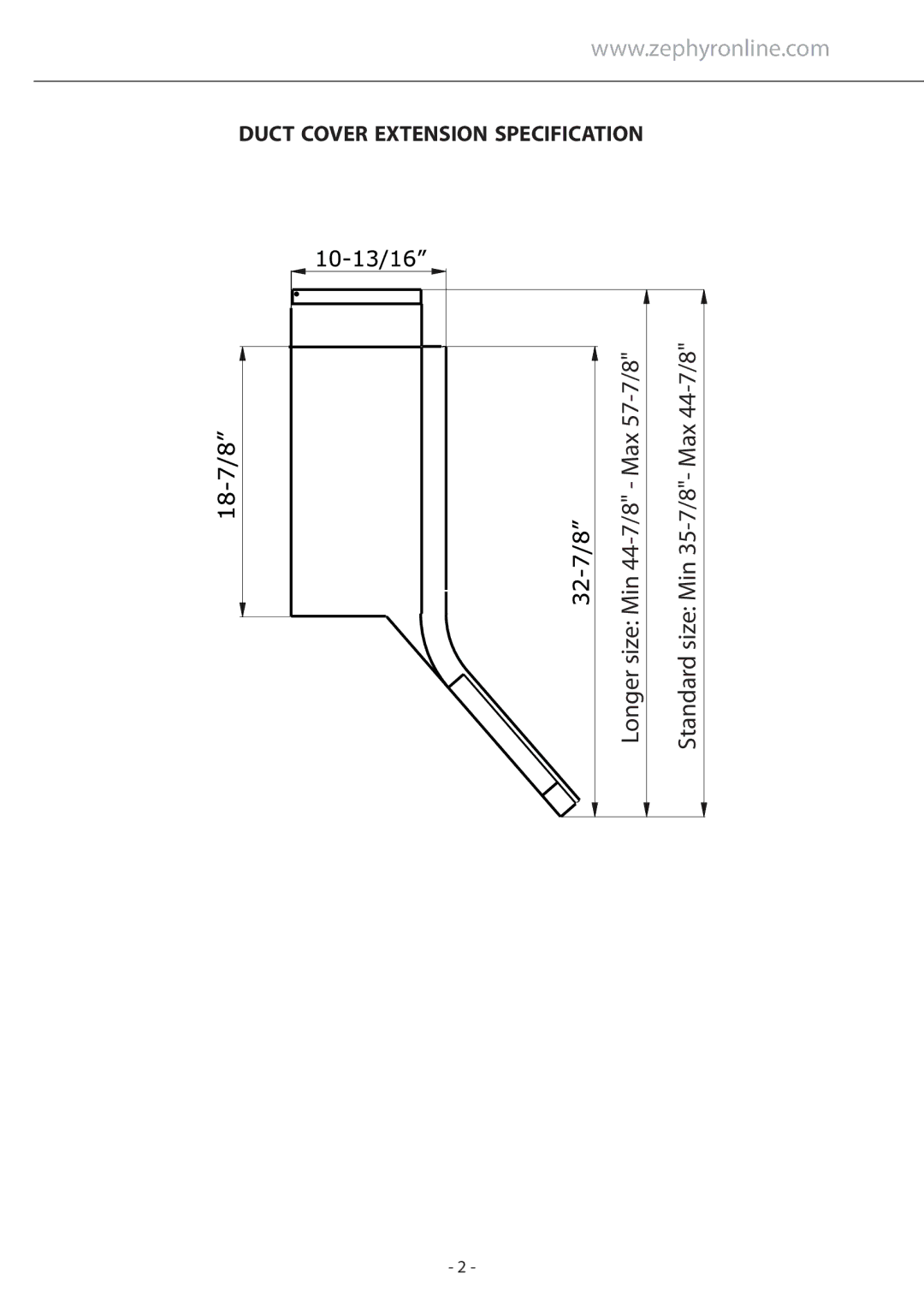 Zephyr Z1C-00HZ, Z1C-01HZ manual Duct Cover Extension Specification 