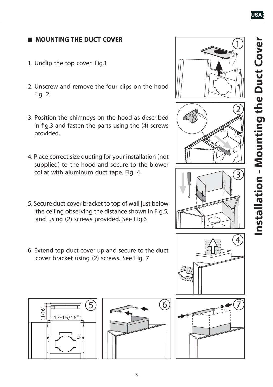 Zephyr Z1C-01HZ, Z1C-00HZ manual Installation Mounting the Duct Cover 