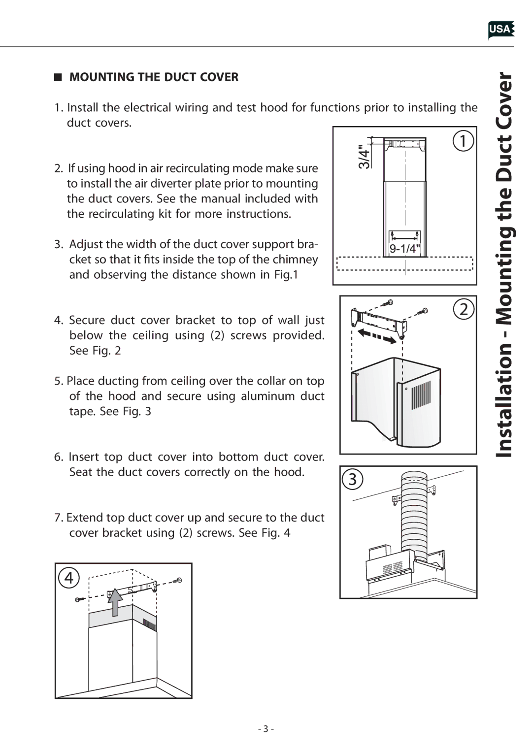 Zephyr Z1C-00LA manual Installation Mounting the Duct Cover 