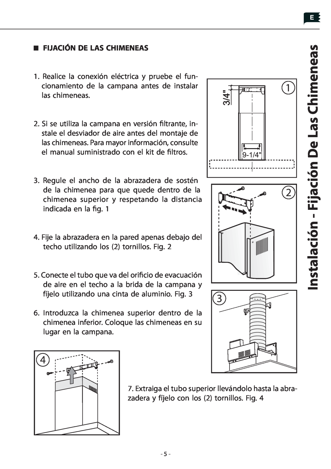 Zephyr Z1C-00LA manual Instalación - Fijación De Las Chimeneas 