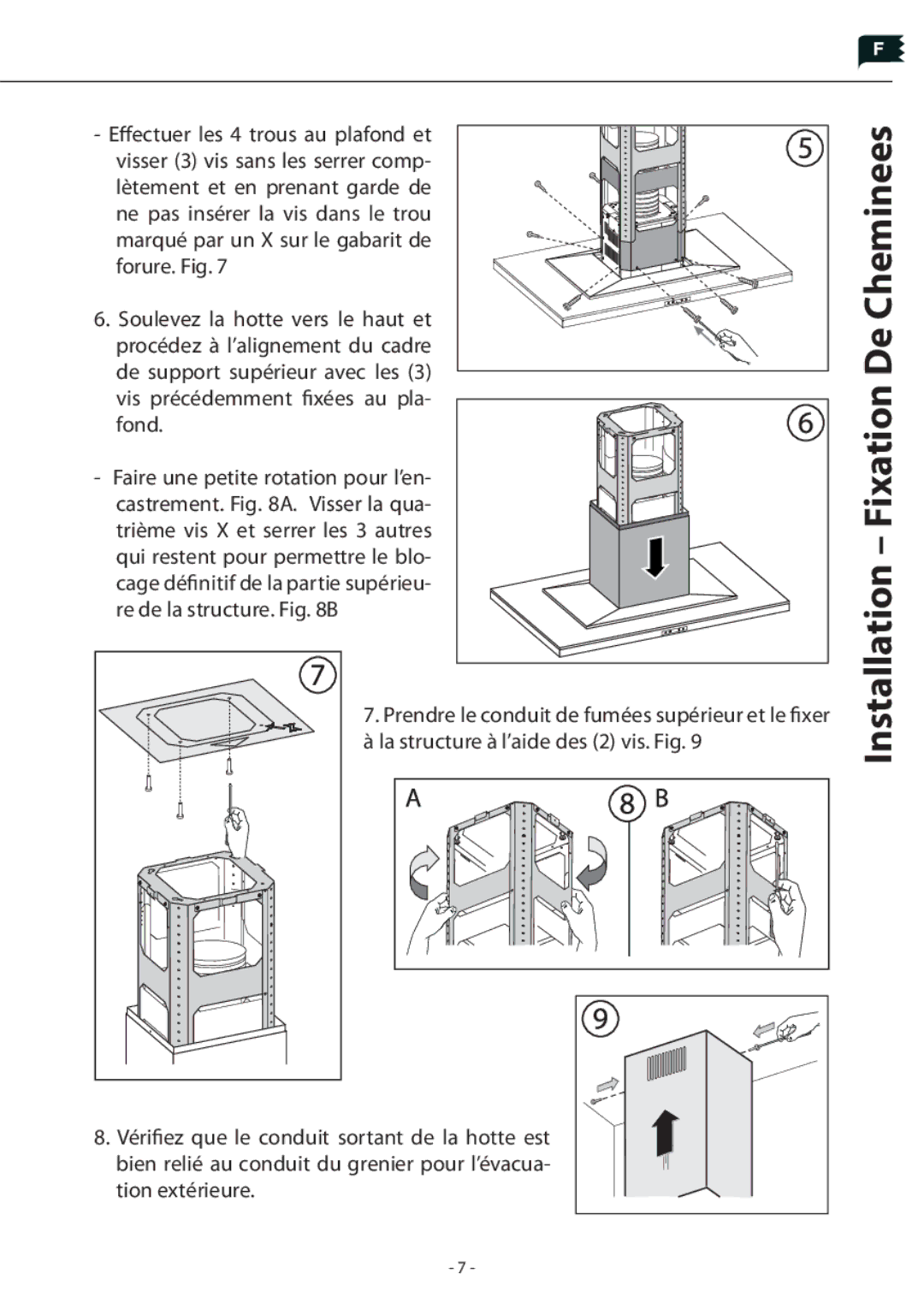 Zephyr Z1C-01LL, Z1C-00LL manual Installation Fixation De Cheminees 