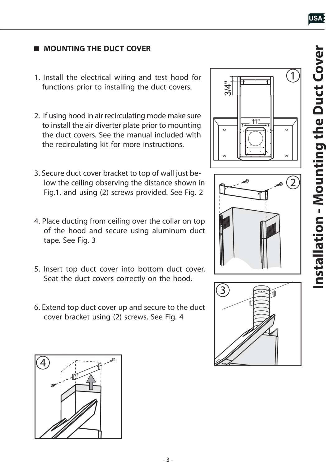 Zephyr Z1C-00PN manual Installation Mounting the Duct Cover 