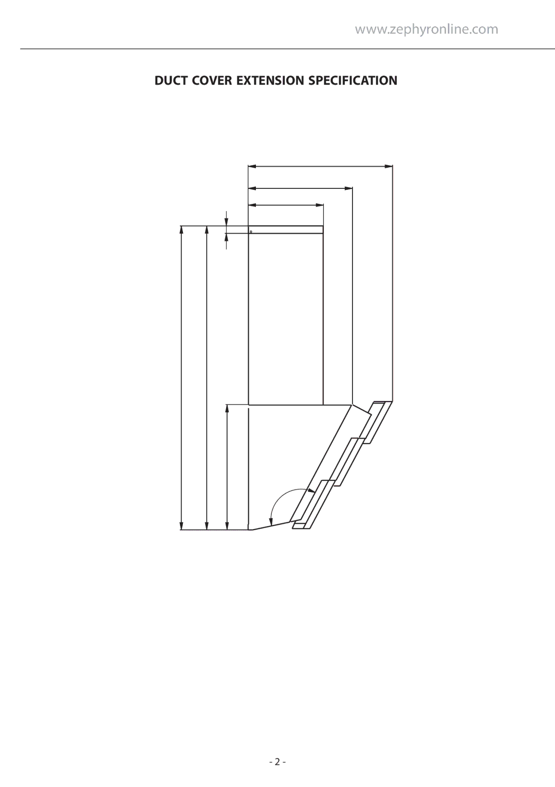 Zephyr Z1C-01TI, Z1C-00TI manual Duct Cover Extension Specification, 16-11/16 