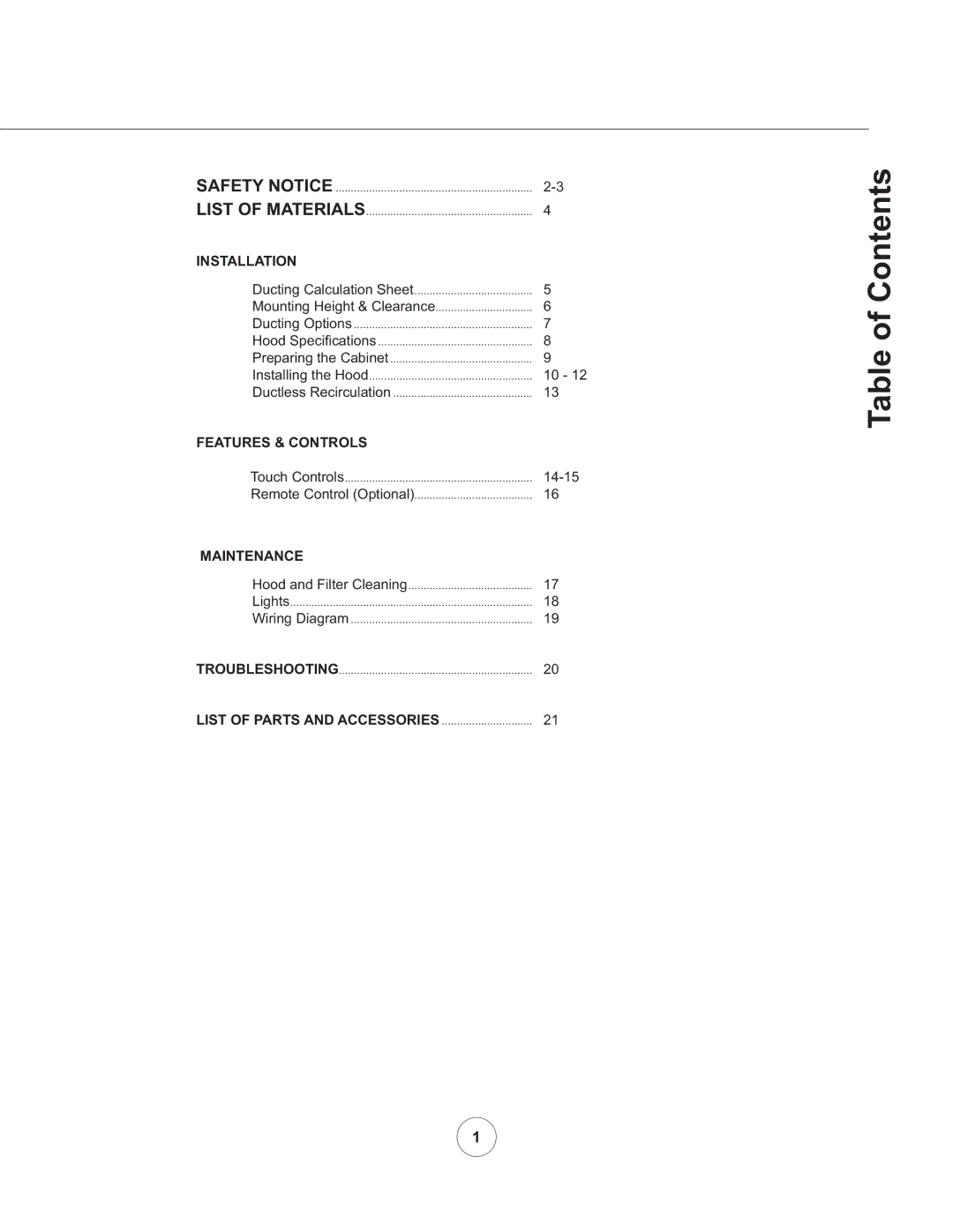 Zephyr ZGE-E36AS290, ZGE-E30AS290 manual Table of Contents, Installation 