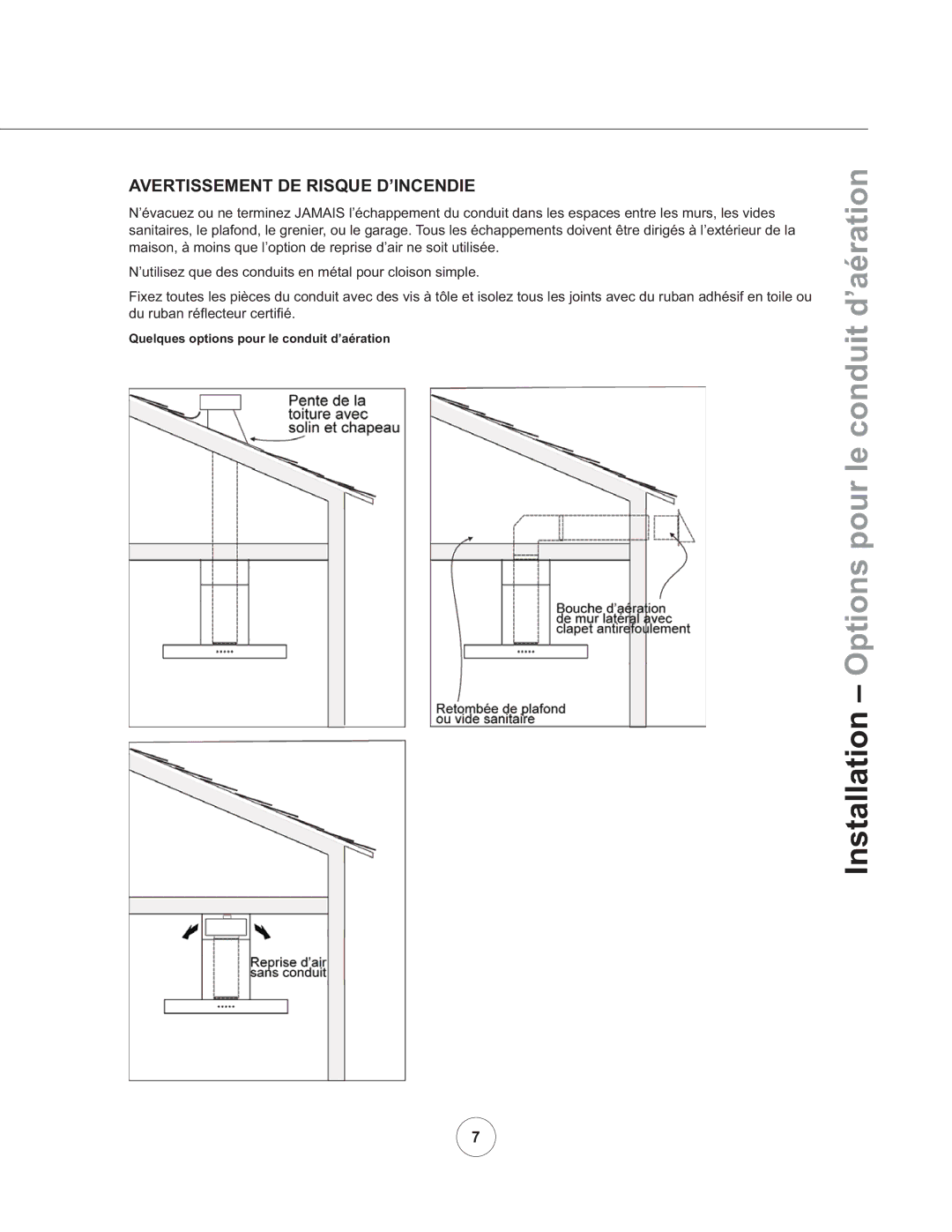 Zephyr ZRM-E42BS290, ZRM-E36BS290 manual Avertissement DE Risque D’INCENDIE 