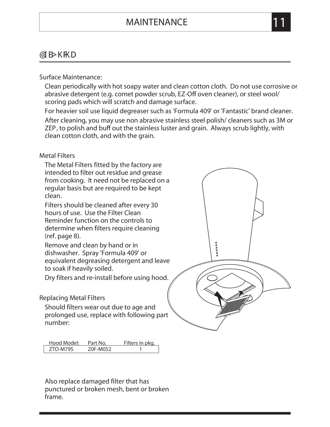 Zephyr ZTO-M795 manual #,%, 3URFACEF-AINTENANCE 