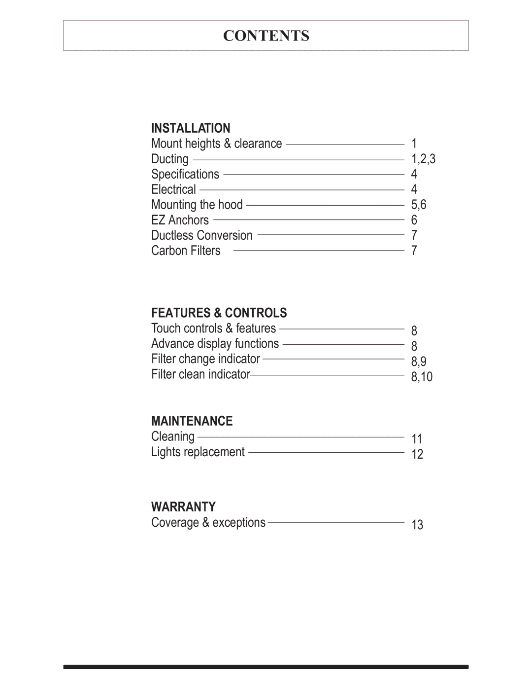 Zephyr ZTO-M795 manual Contents 