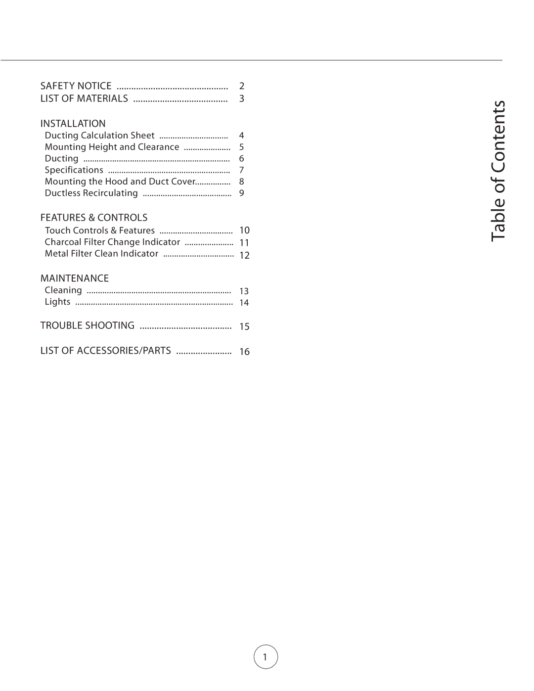 Zephyr ZVE-E30S, ZVE-E36S, ZVE-E42S manual Table of Contents, Installation 