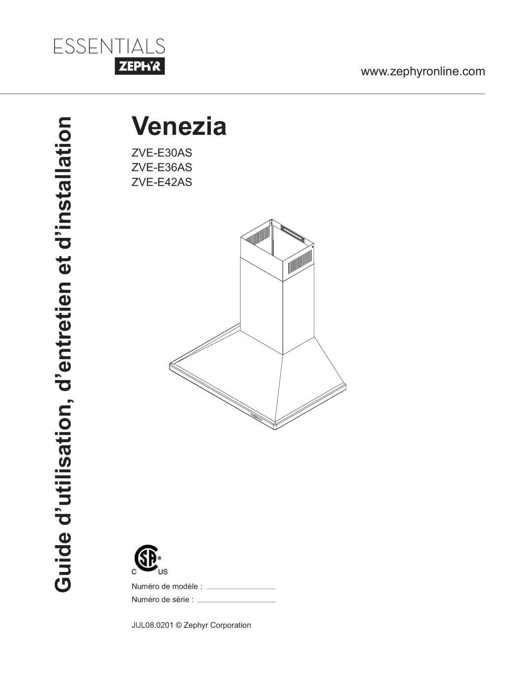 Zephyr ZVE-E42AS, ZVE-E36AS, ZVE-E30AS manual Venezia 