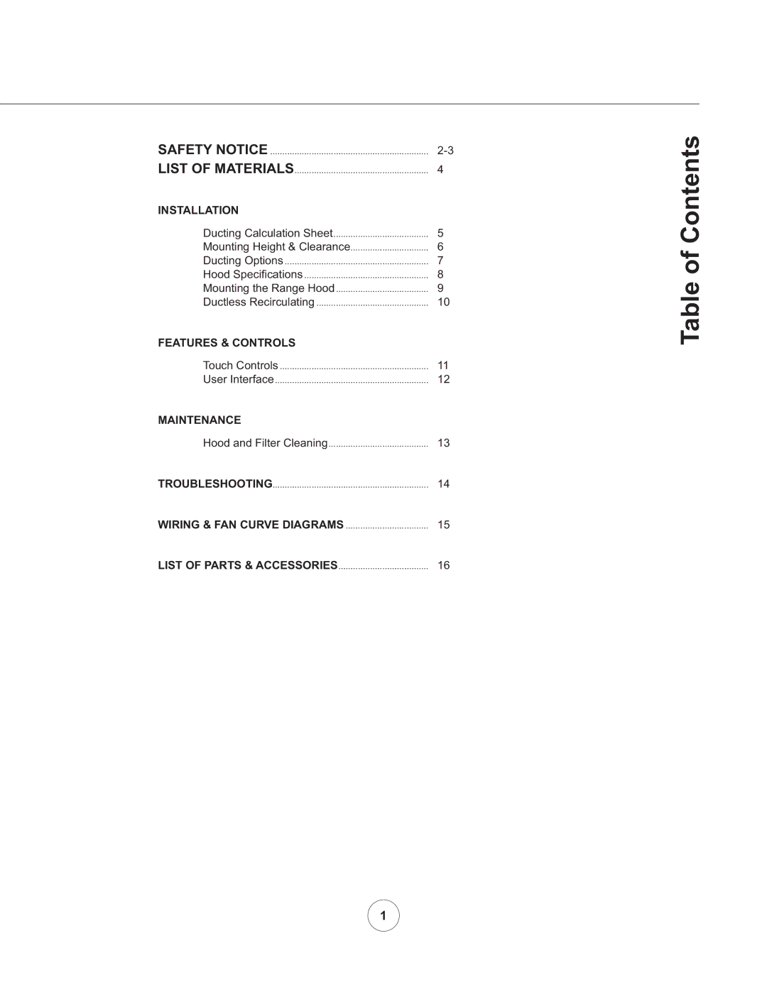 Zephyr ZVO-M90AG, ZVO-E30AG manual Table of Contents, Installation 