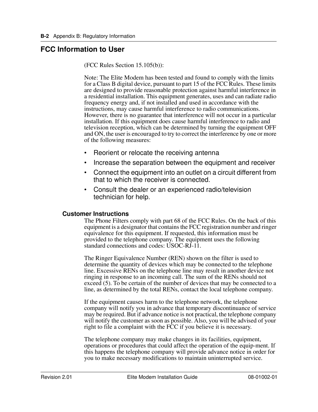 Zhone Technologies 08-01002-01 manual FCC Information to User, Customer Instructions 