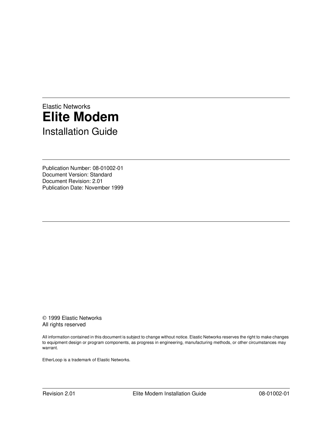 Zhone Technologies 08-01002-01 manual Elite Modem, Installation Guide 