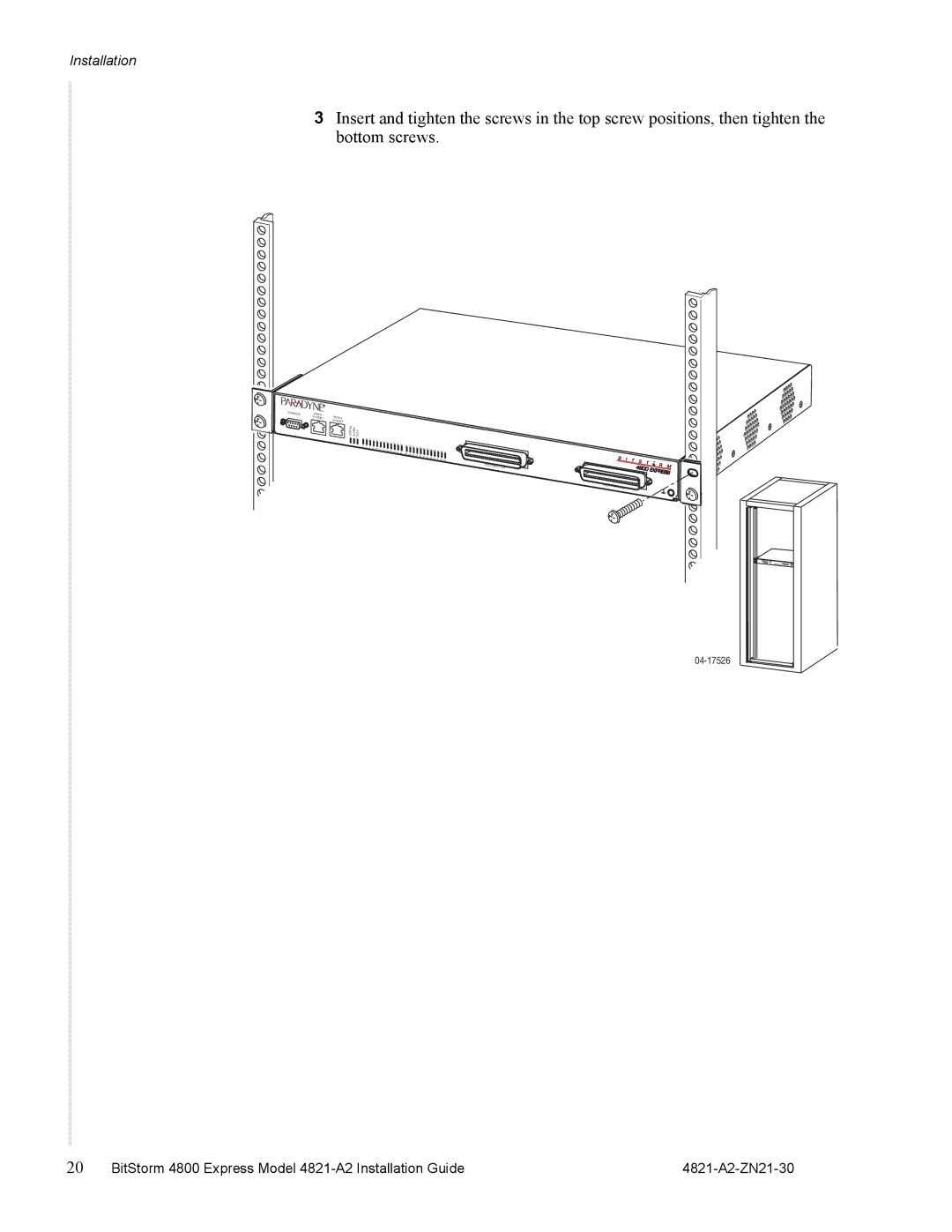 Zhone Technologies 4821-A2 manual 04-17526 