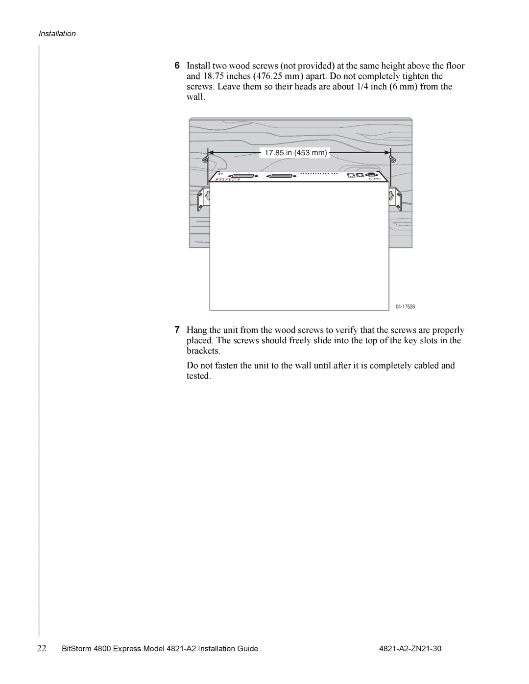 Zhone Technologies 4821-A2 manual 17.85 in 453 mm 