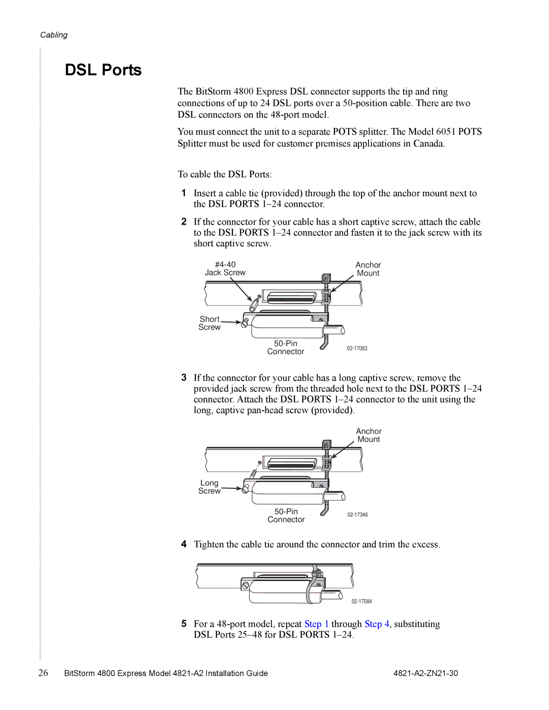 Zhone Technologies 4821-A2 manual DSL Ports 