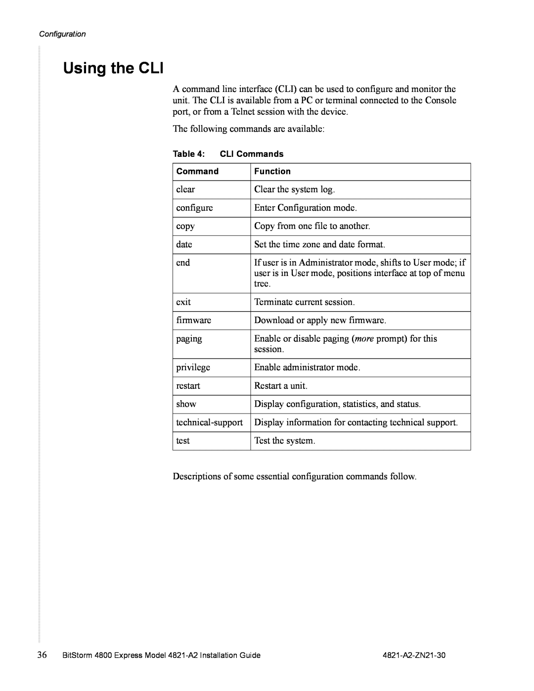 Zhone Technologies 4821-A2 manual Using the CLI 