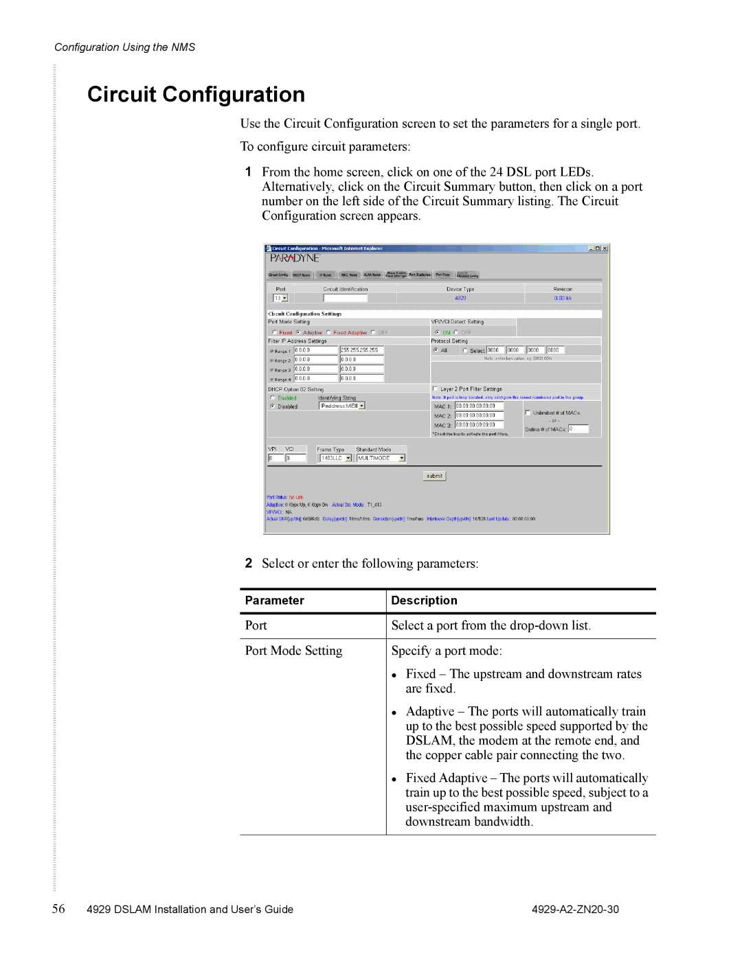 Zhone Technologies 4929 DSLAM manual Circuit Configuration 