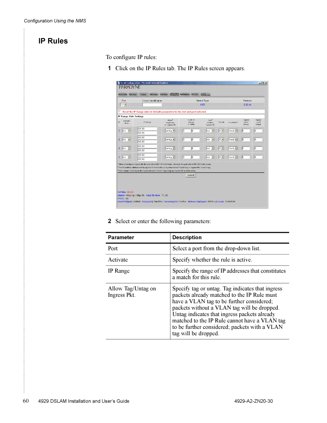 Zhone Technologies 4929 DSLAM manual IP Rules 