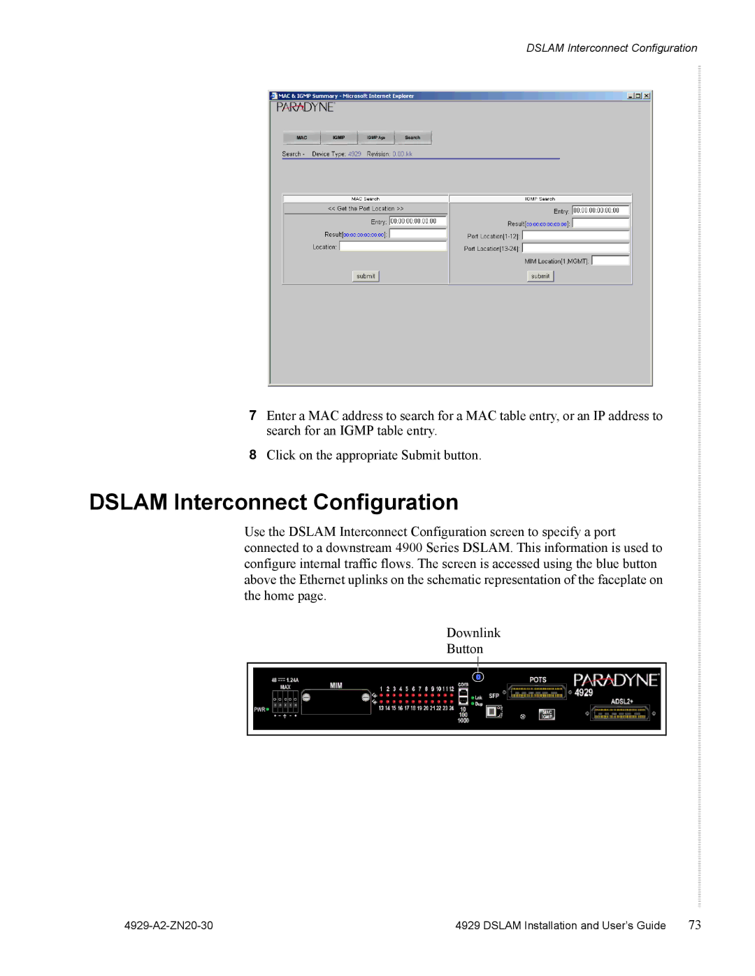 Zhone Technologies 4929 DSLAM manual Dslam Interconnect Configuration 