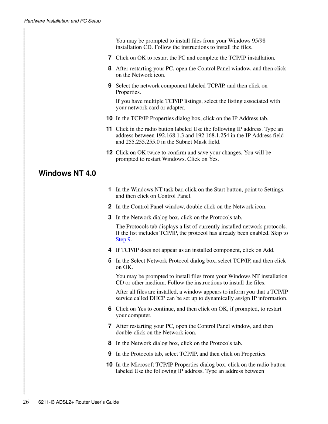 Zhone Technologies 6211-I3 ADSL2+ manual Windows NT 