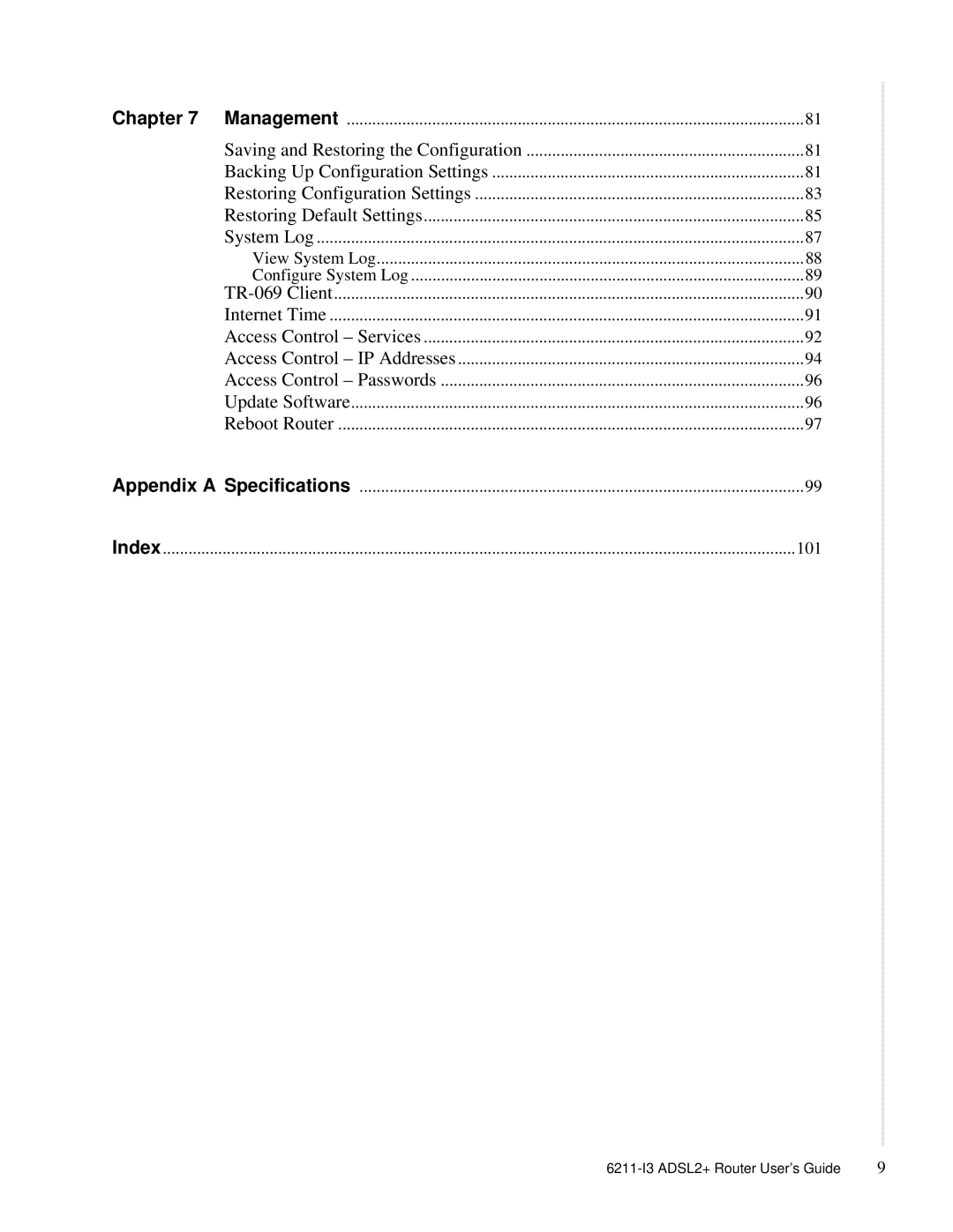 Zhone Technologies 6211-I3 ADSL2+ manual 101 