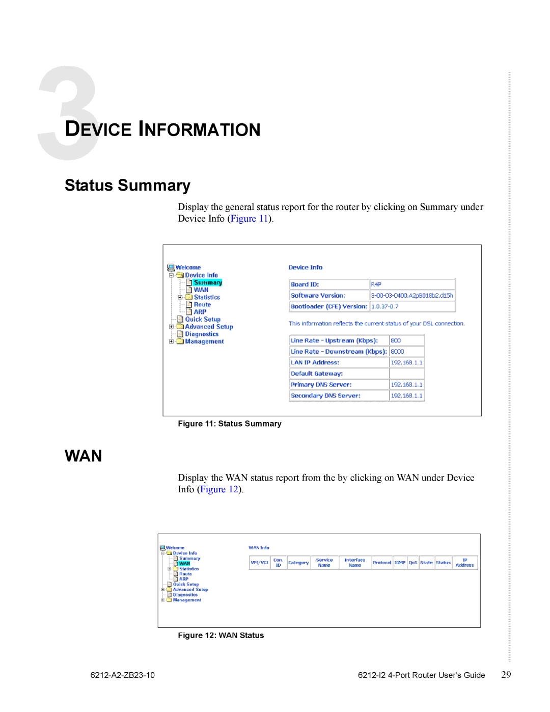 Zhone Technologies 6212-I2 manual Device Information, Status Summary 